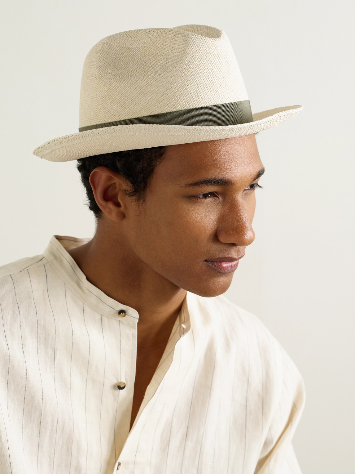 Purdey Logo-embroidered Grosgrain-trimmed Straw Panama Hat In Neutrals