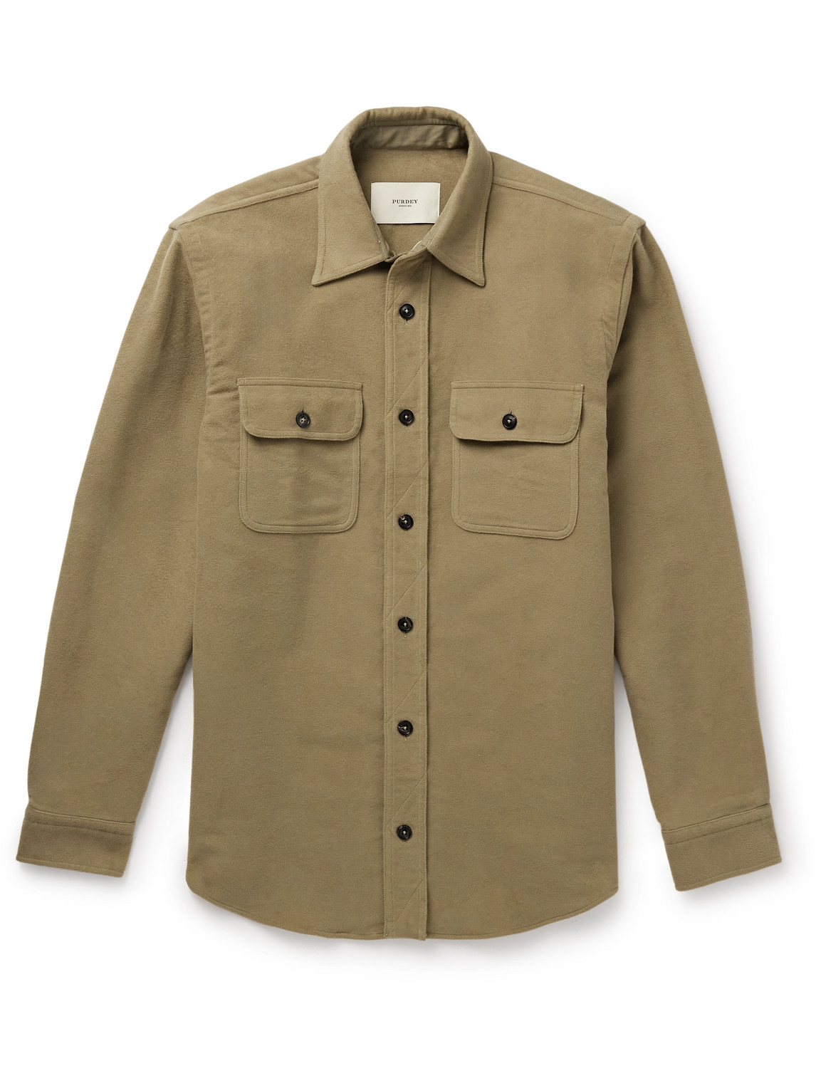 Purdey Cotton-moleskin Overshirt In Green