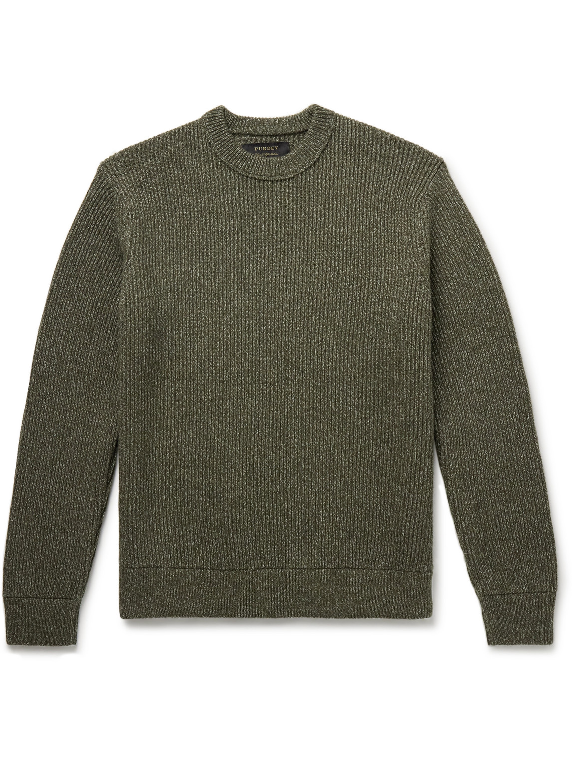 Purdey Glamis Ribbed Wool And Cotton-blend Jumper In Green