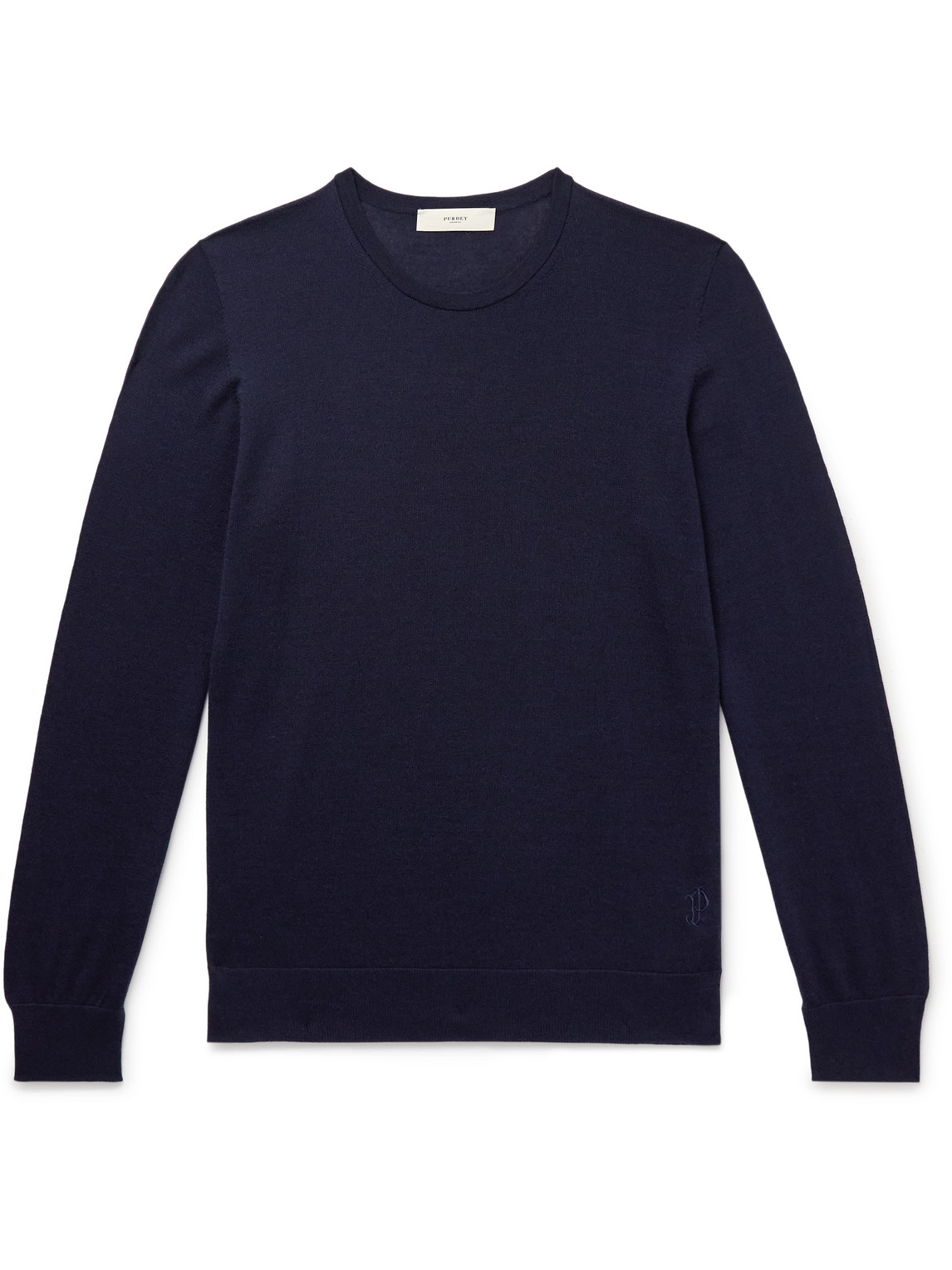 Purdey Logo-embroidered Wool Jumper In Blue