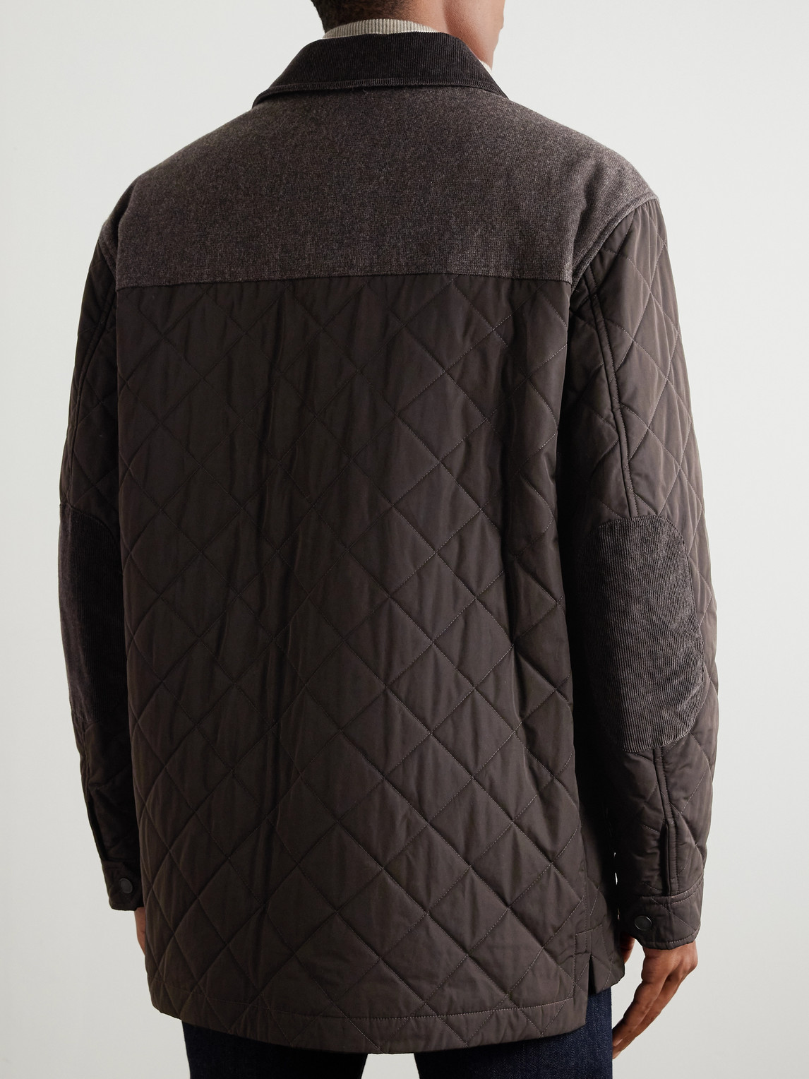 Purdey Winchester Corduroy And Knit-trimmed Quilted Padded Shell Jacket In Brown