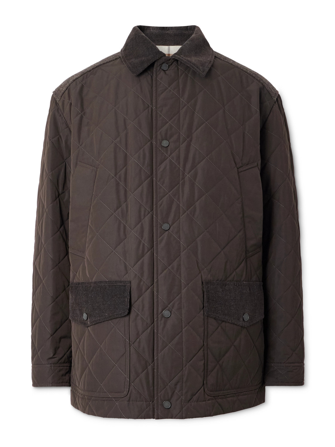 Purdey Winchester Corduroy And Knit-trimmed Quilted Padded Shell Jacket In Brown