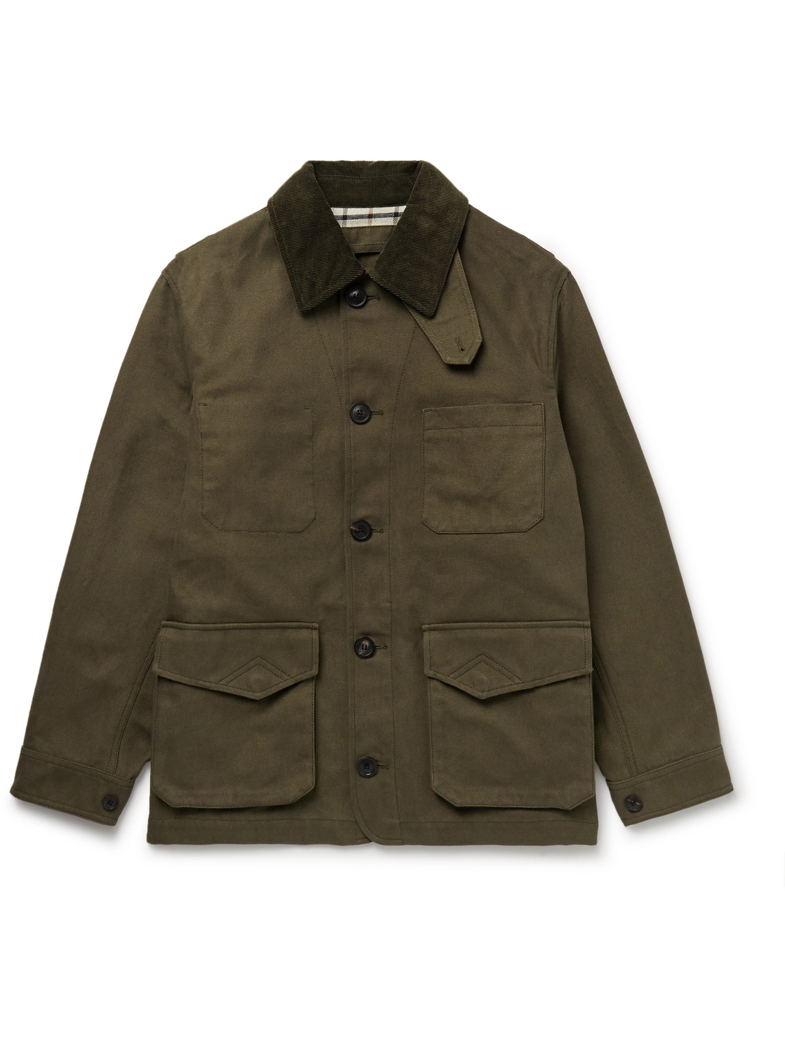 Purdey Corduroy-trimmed Cotton-canvas Jacket In Green