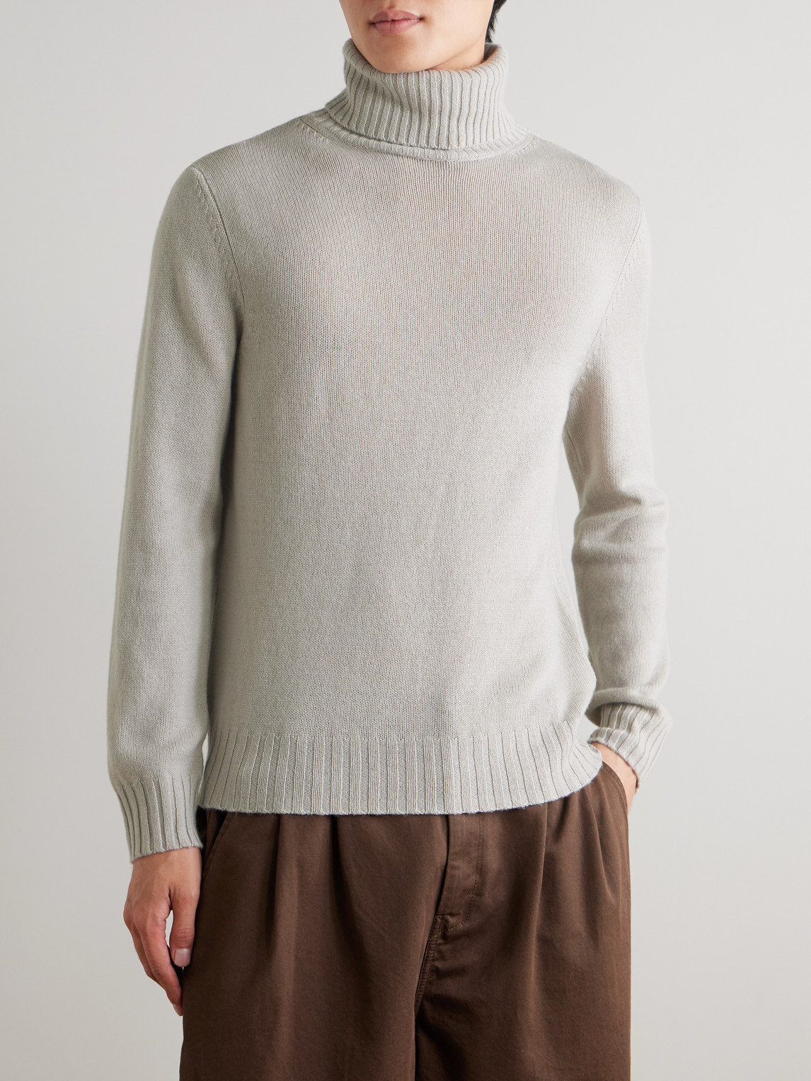  Allude - Virgin Wool And Cashmere-blend Rollneck Sweater - Men - Neutrals - S 