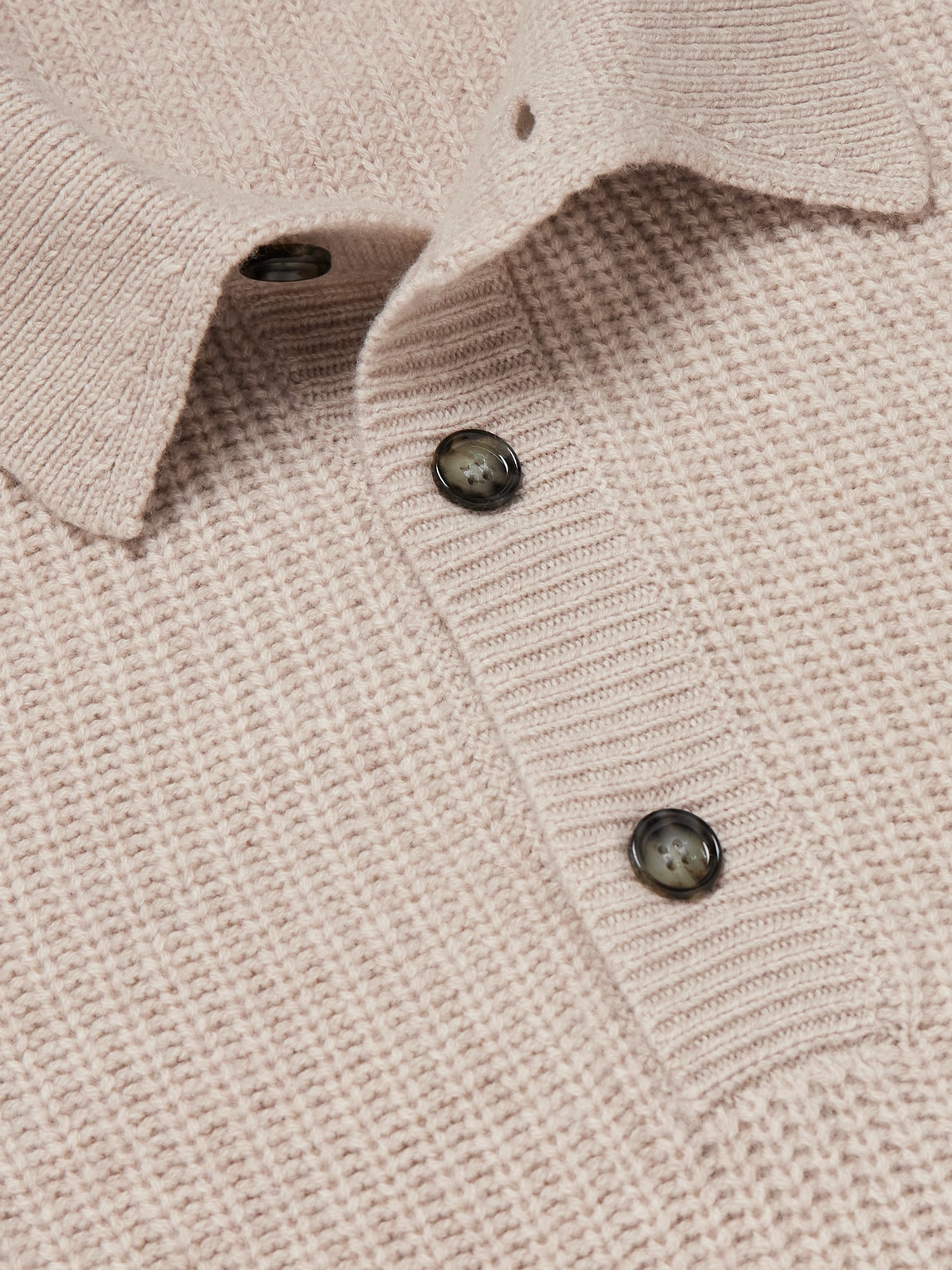  Allude - Ribbed Virgin Wool And Cashmere-blend Polo Sweater - Men - Neutrals - S 