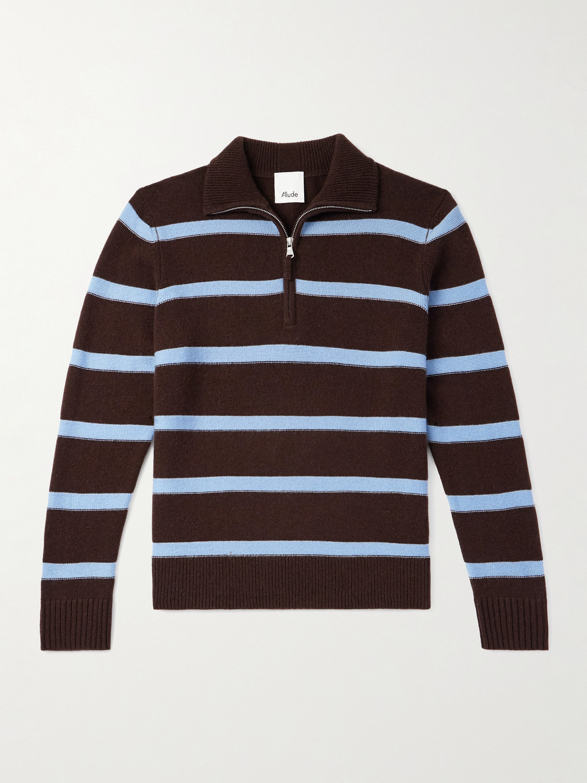 Allude Troyer Striped Wool and Cashmere-Blend Half-Zip Sweater - Men