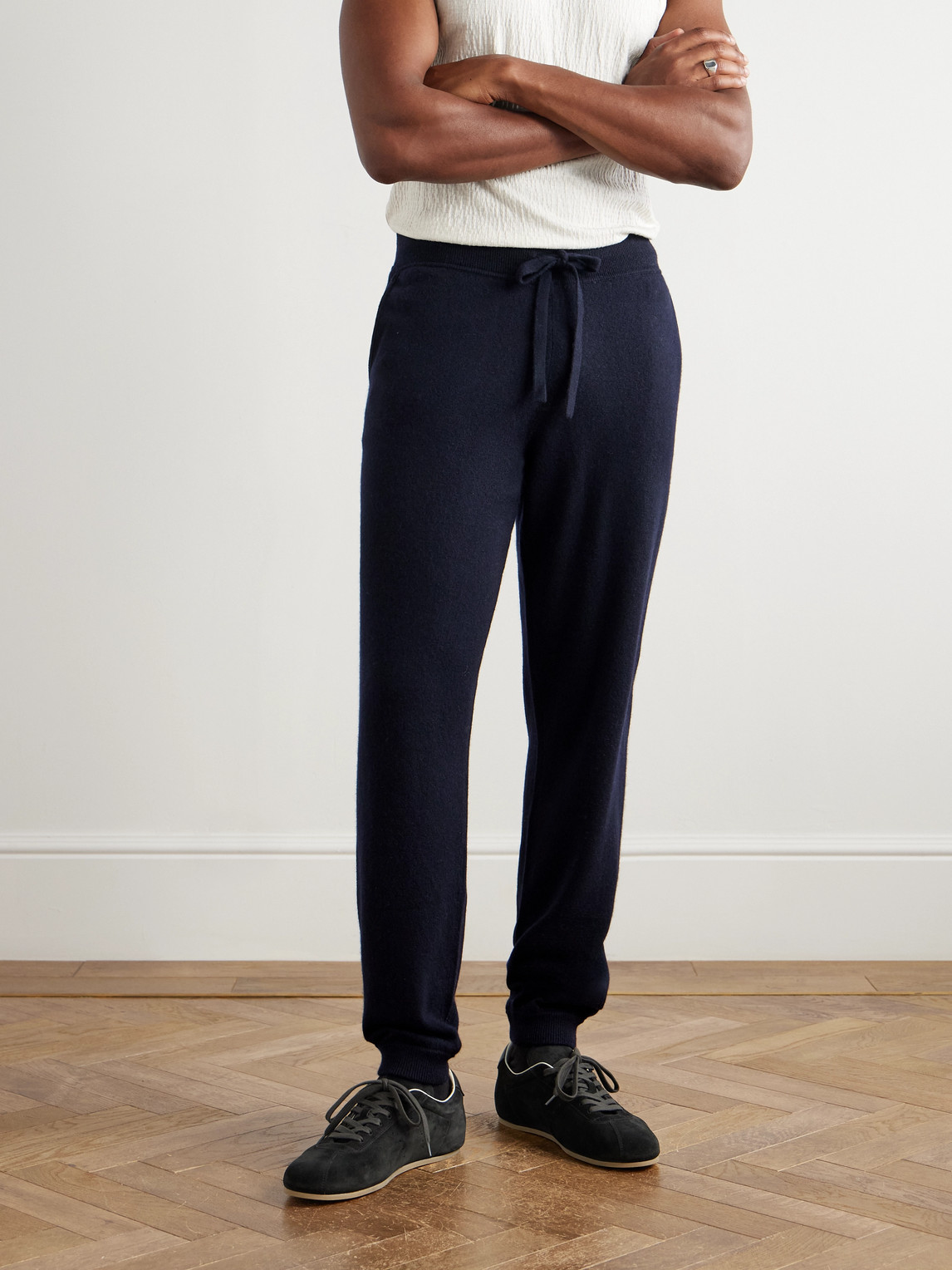 Allude Tapered Wool And Cashmere-blend Sweatpants In Blue