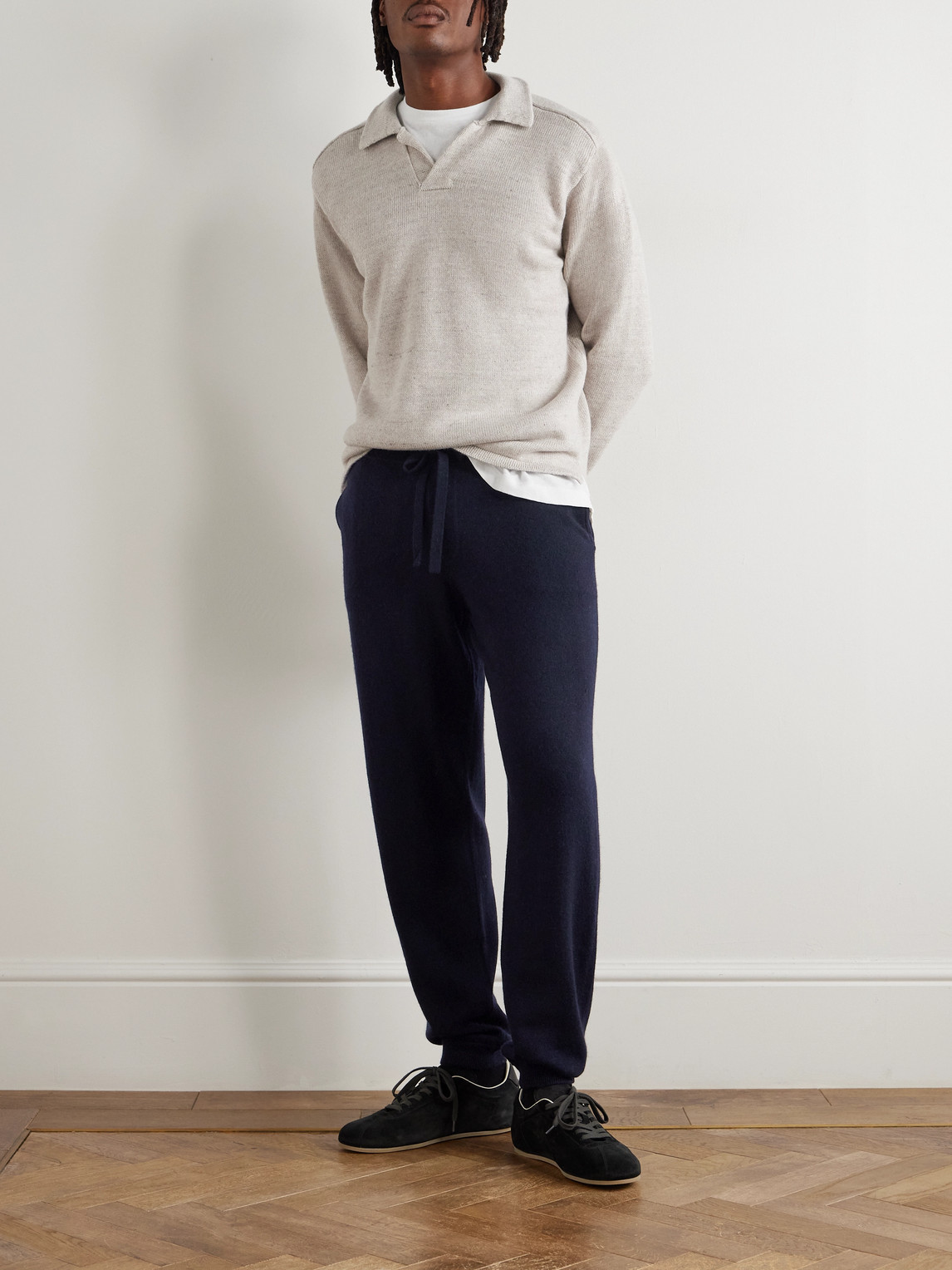 Allude Tapered Wool And Cashmere-blend Sweatpants In Blue