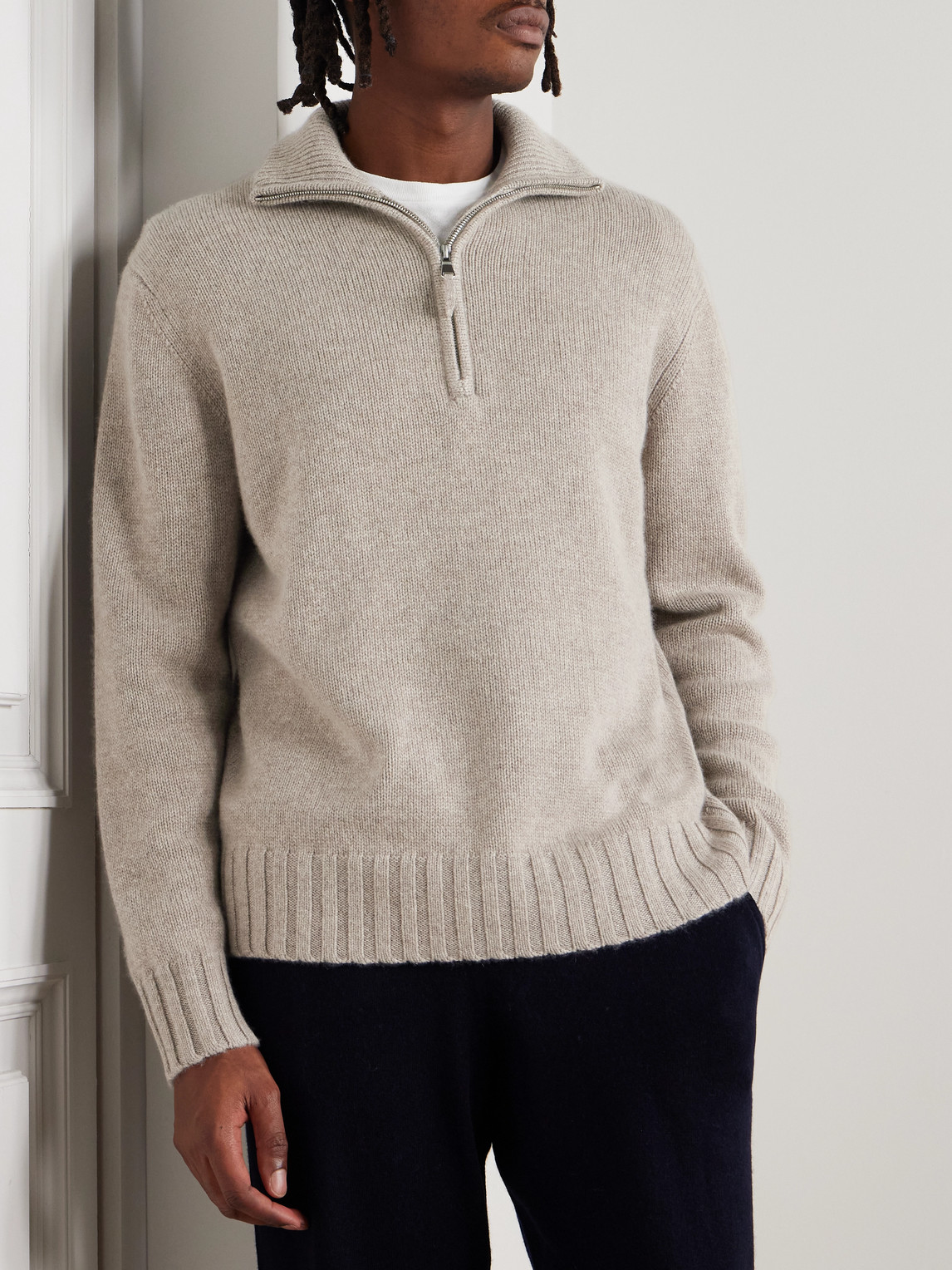  Allude - Cashmere Half-zip Sweater - Men - Brown - M 