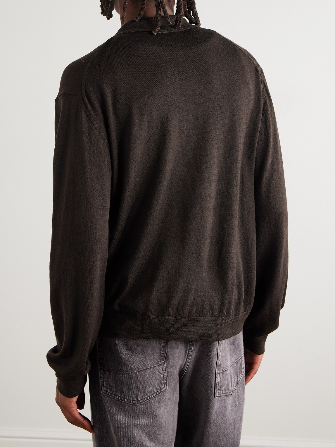 Our Legacy Mens Pub Argyle Evening Diamond-stitch Wool Polo Shirt In Brown