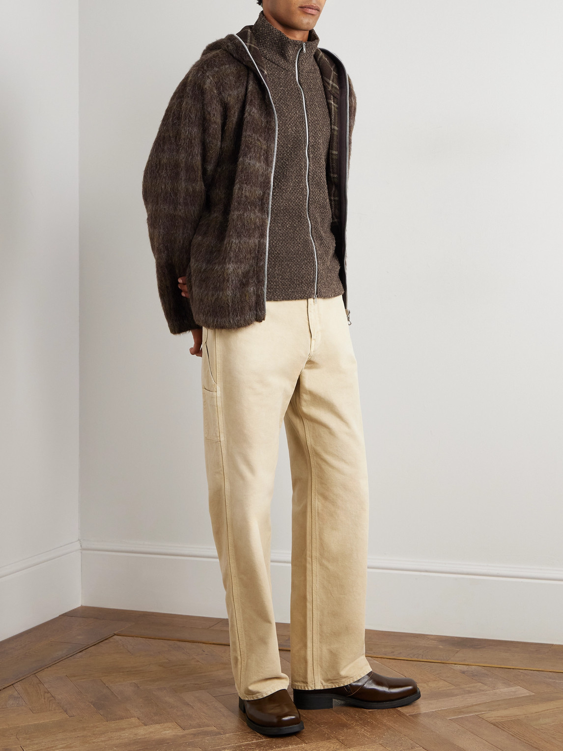 Our Legacy Shrunken Bouclé Zip-up Sweater In Brown
