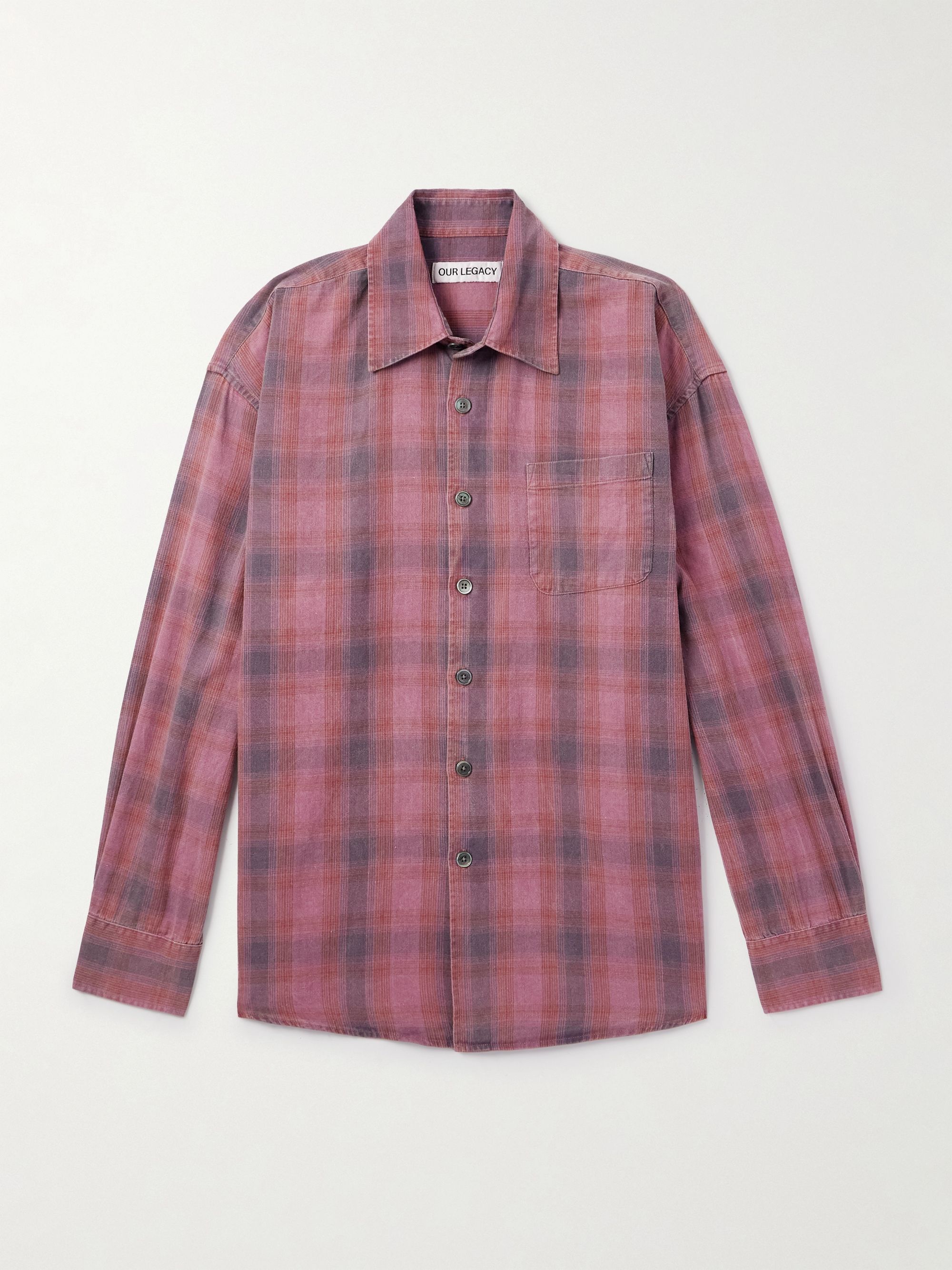 OUR LEGACY Borrowed Checked Cotton-Flannel Shirt