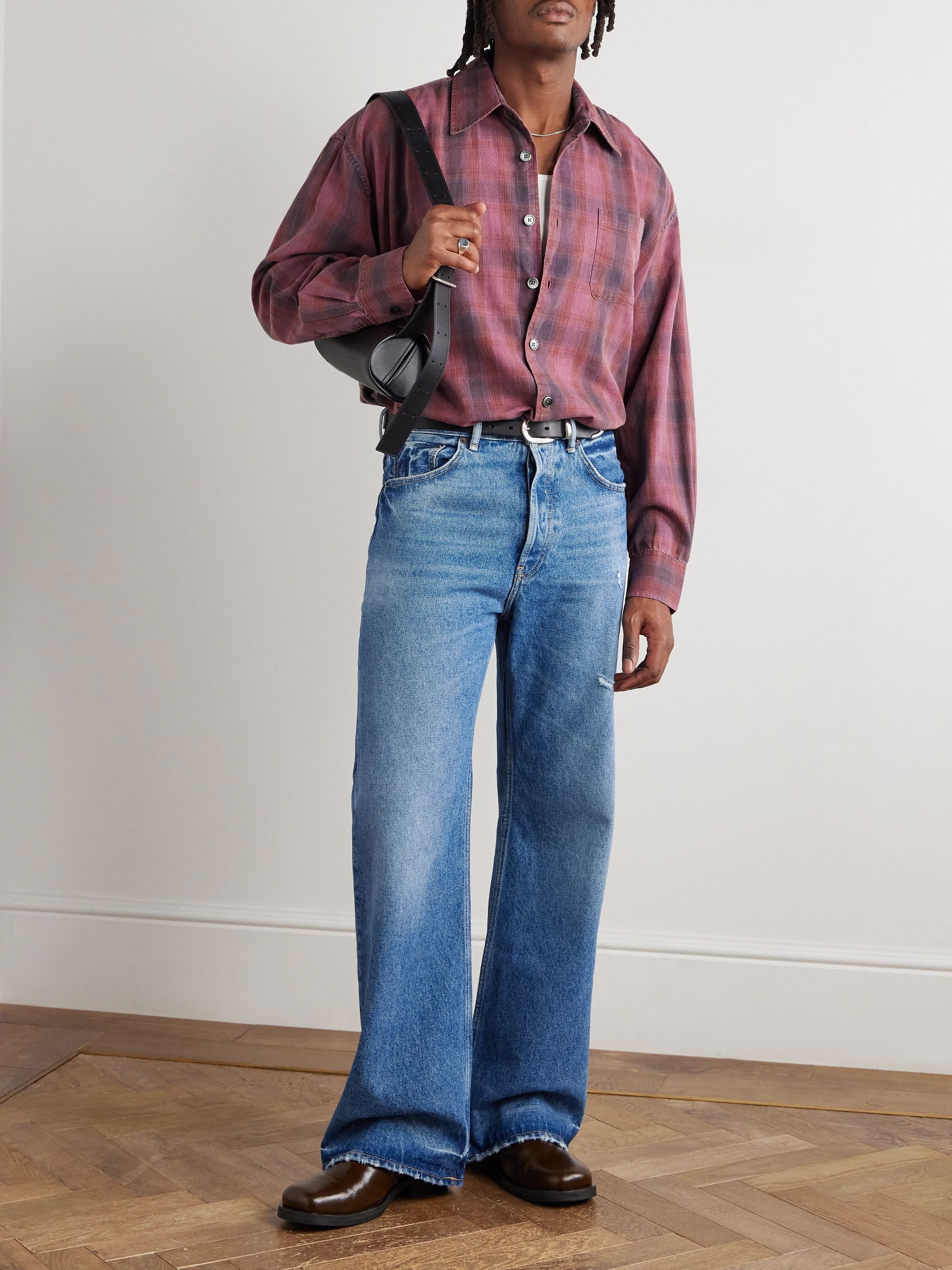 OUR LEGACY Borrowed Checked Cotton-Flannel Shirt
