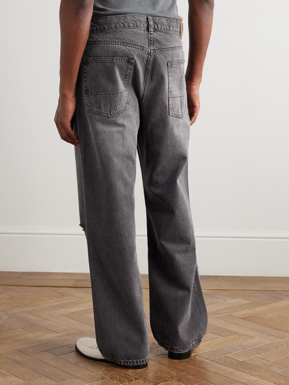 Our Legacy Third Cut Straight-leg Distressed Jeans In Gray