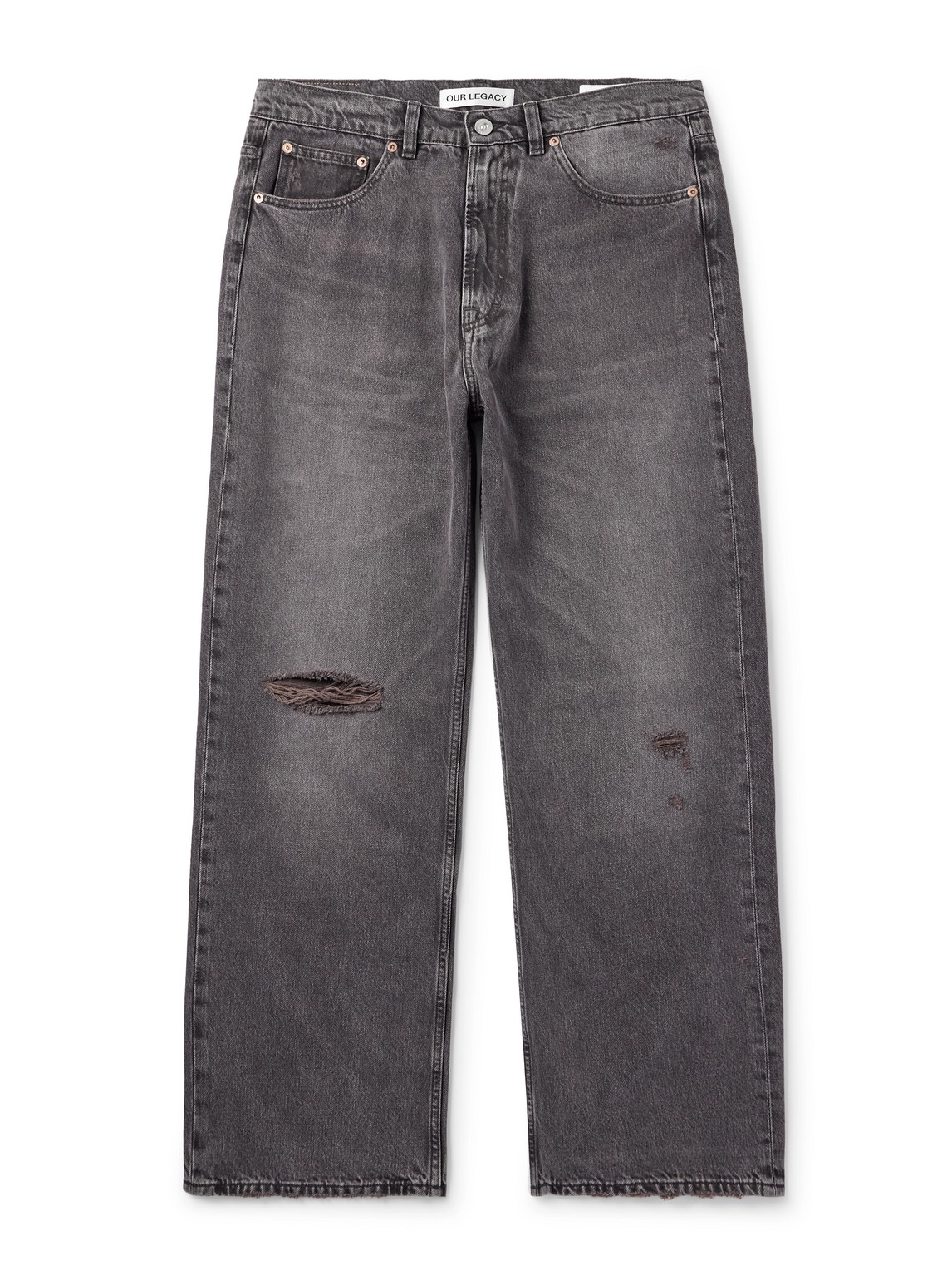 Our Legacy Third Cut Straight-leg Distressed Jeans In Gray