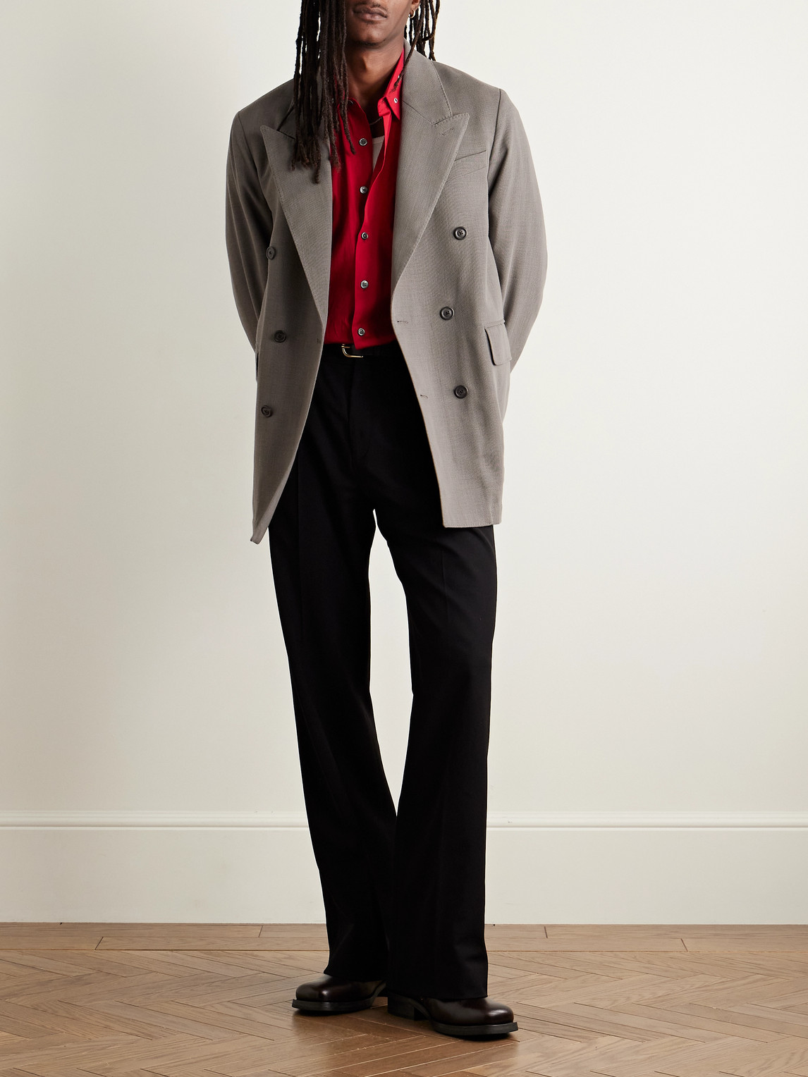 Our Legacy Sharp Double-breasted Virgin Wool-blend Blazer In Brown