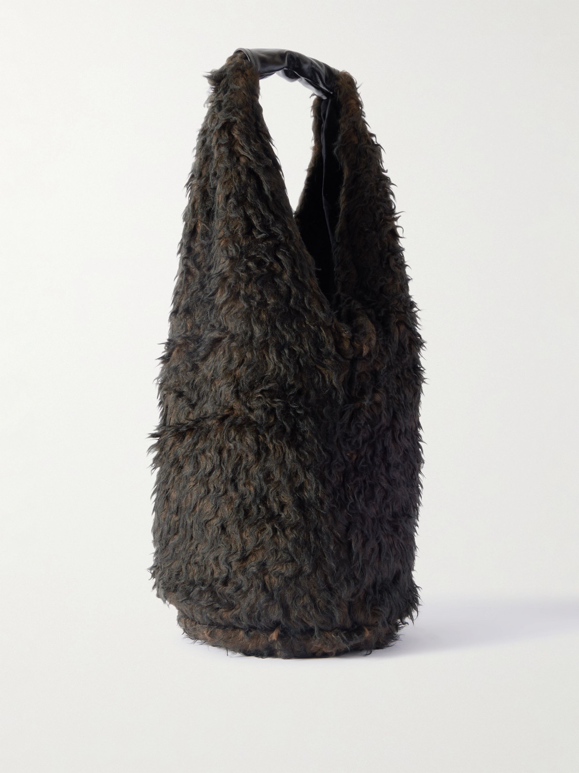 Our Legacy Drip Leather-trimmed Plush Tote Bag In Brown