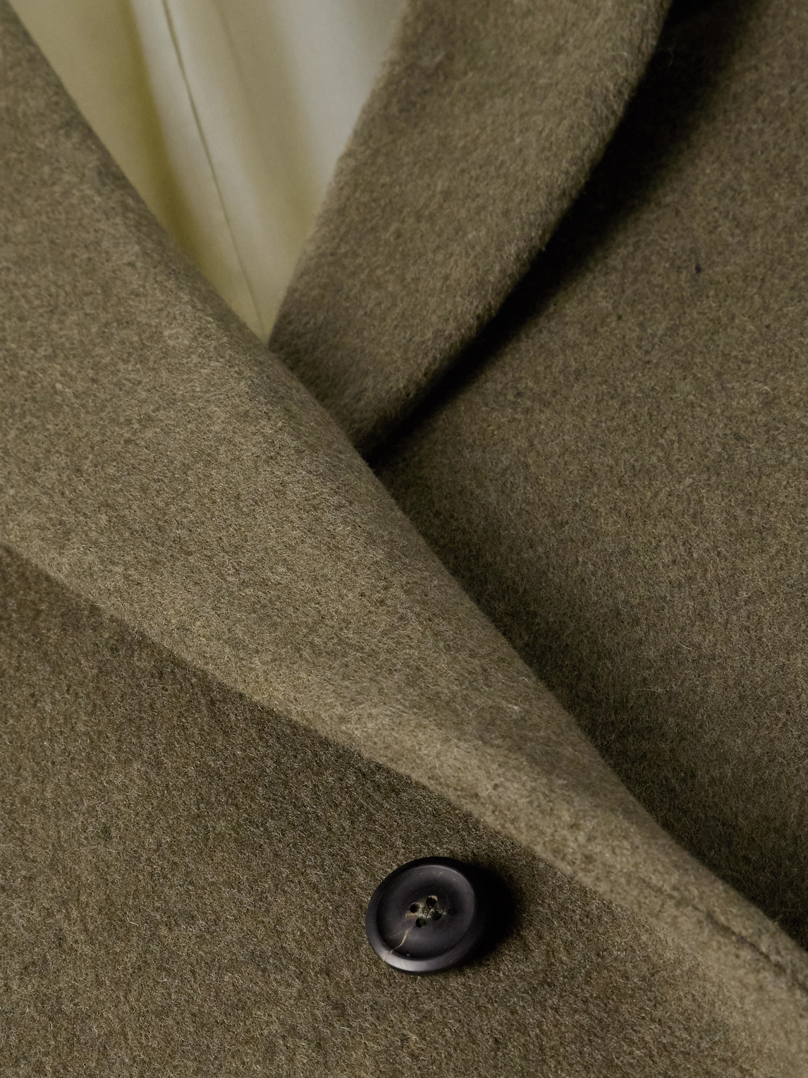Our Legacy Long Wool Blend Coat With Notch Lapel In Green