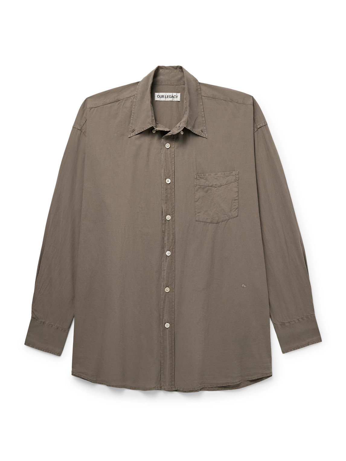 Borrowed Button-Down Collar Cotton-Voile Shirt