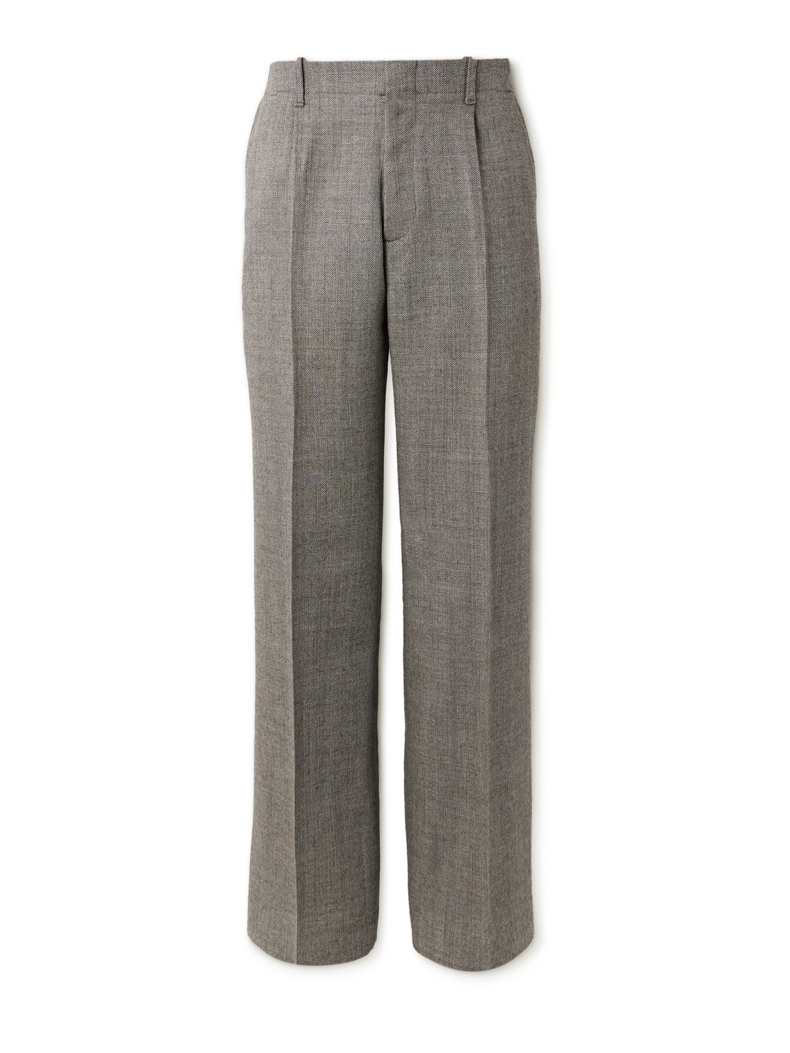 Our Legacy Borrowed Chino Wide-leg Pleated Wool Trousers In Gray