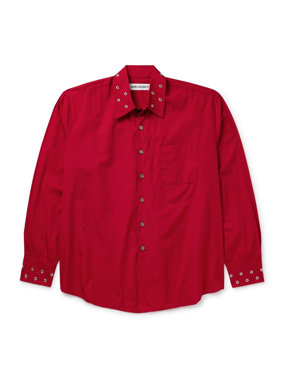 Our Legacy Above Embellished Cotton Poplin Shirt In Red