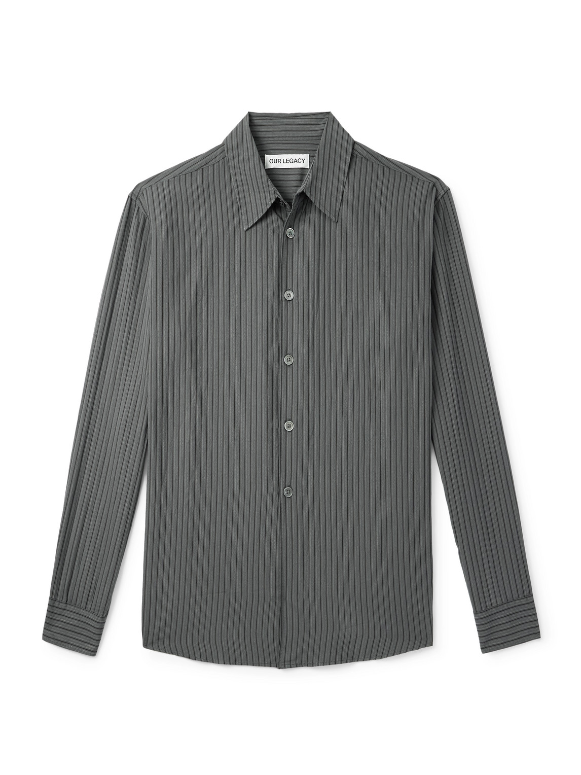 Our Legacy Beyond Oversized Striped Crepe Shirt In Green