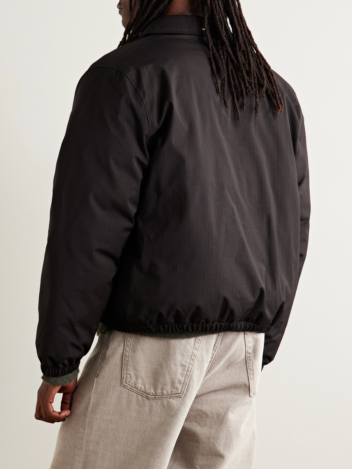 Our Legacy Mens Churchill Stripe Avenue Puffer Woven Jacket In Brown