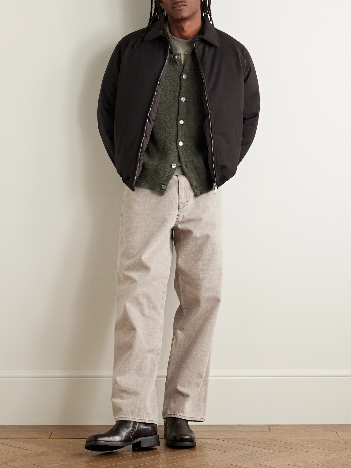 Our Legacy Mens Churchill Stripe Avenue Puffer Woven Jacket In Brown