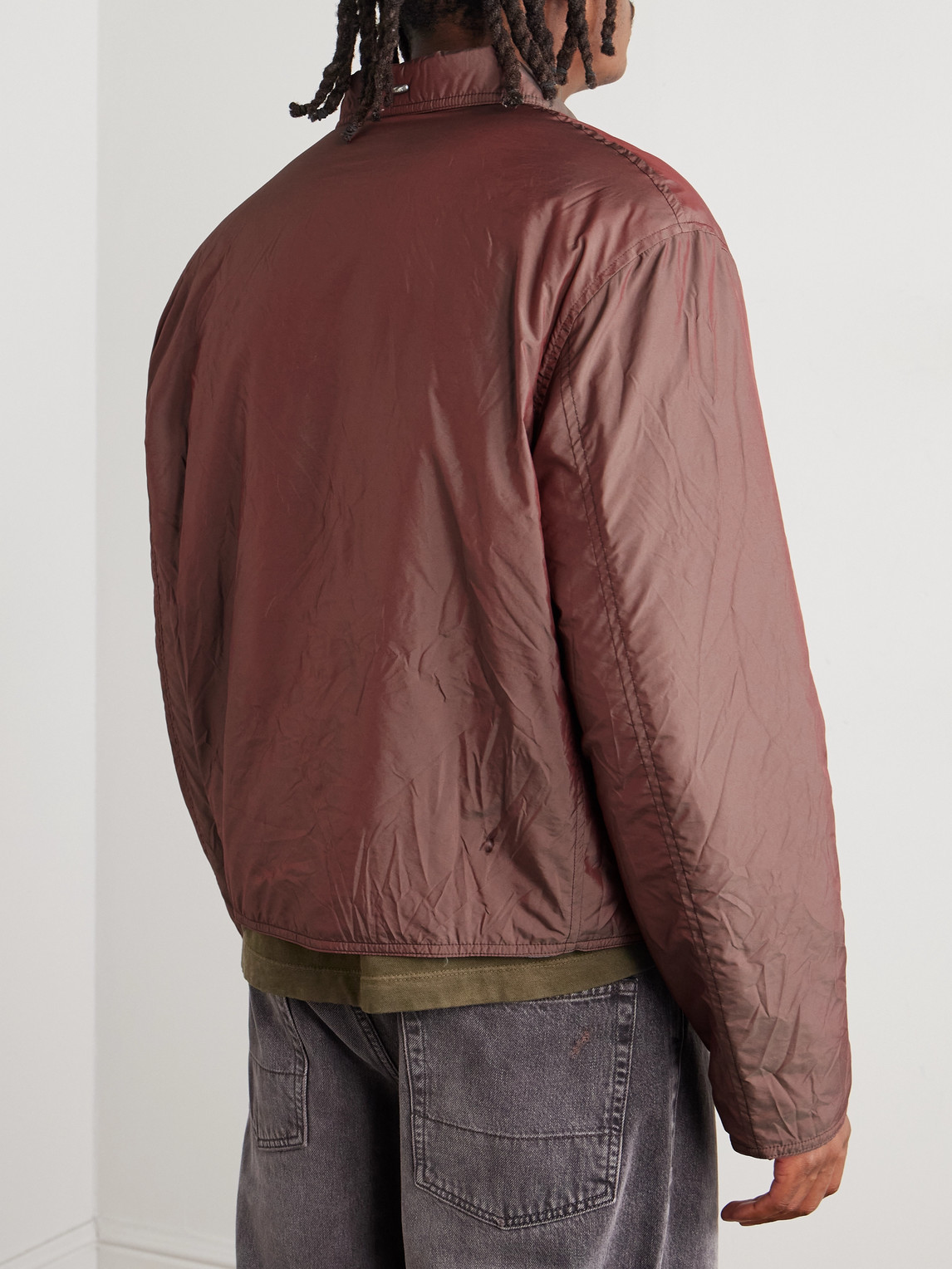 Our Legacy Mens Shining Cherry Slight Classic-collar Nylon Jacket In Brown