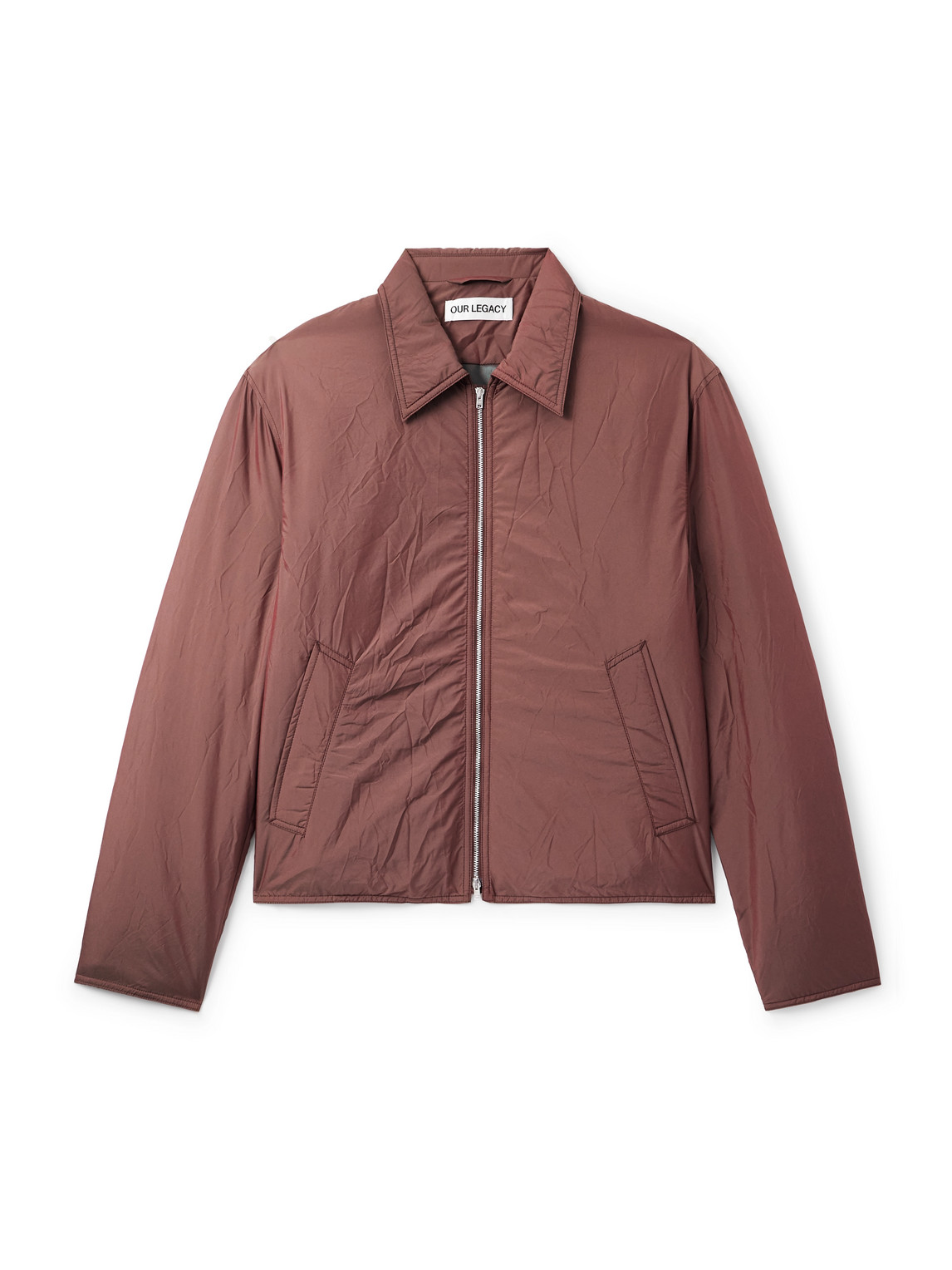 Our Legacy Mens Shining Cherry Slight Classic-collar Nylon Jacket In Brown