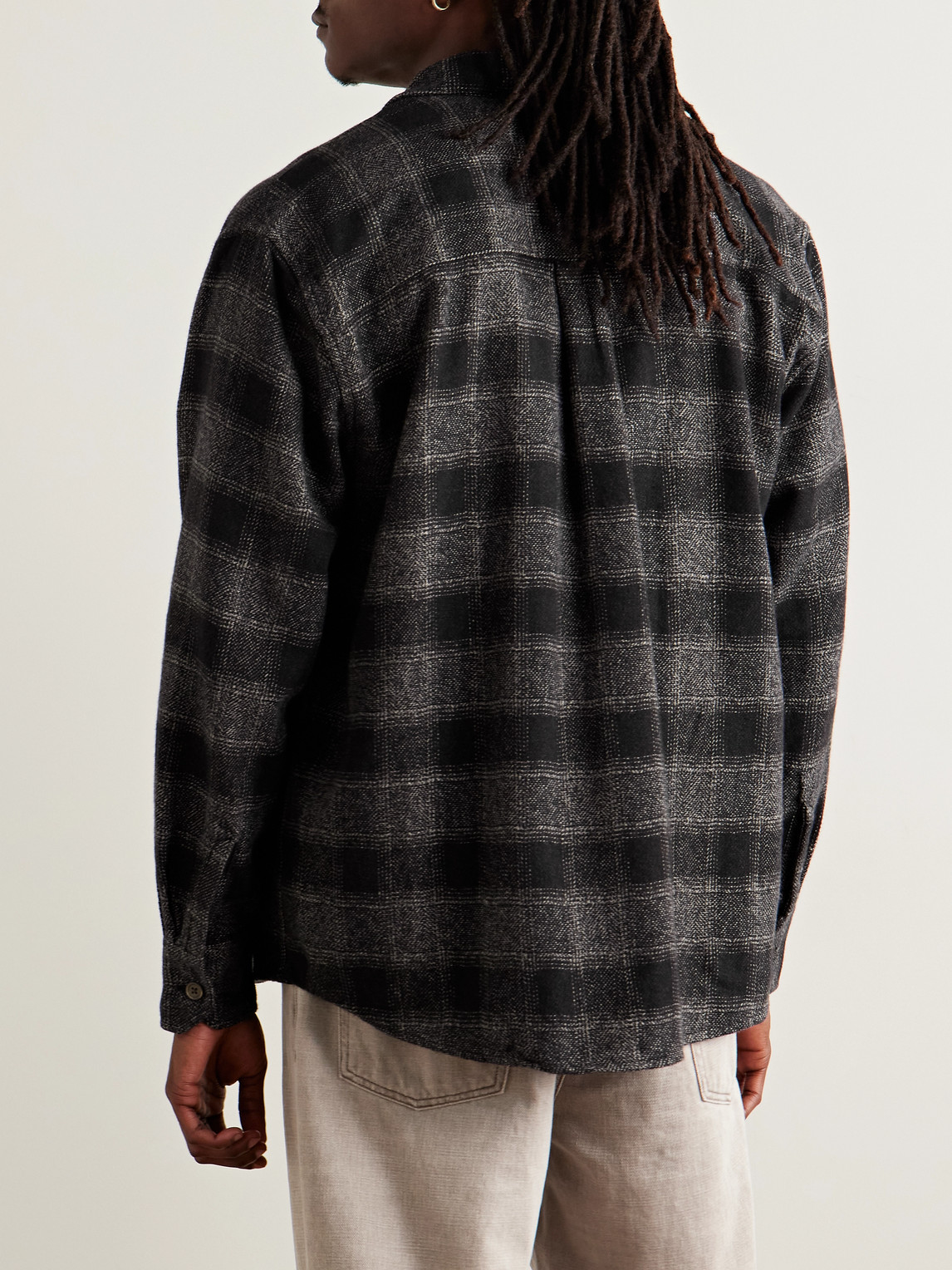 Our Legacy Long Sleeve Checked Shirt With Chest Pocket In Gray