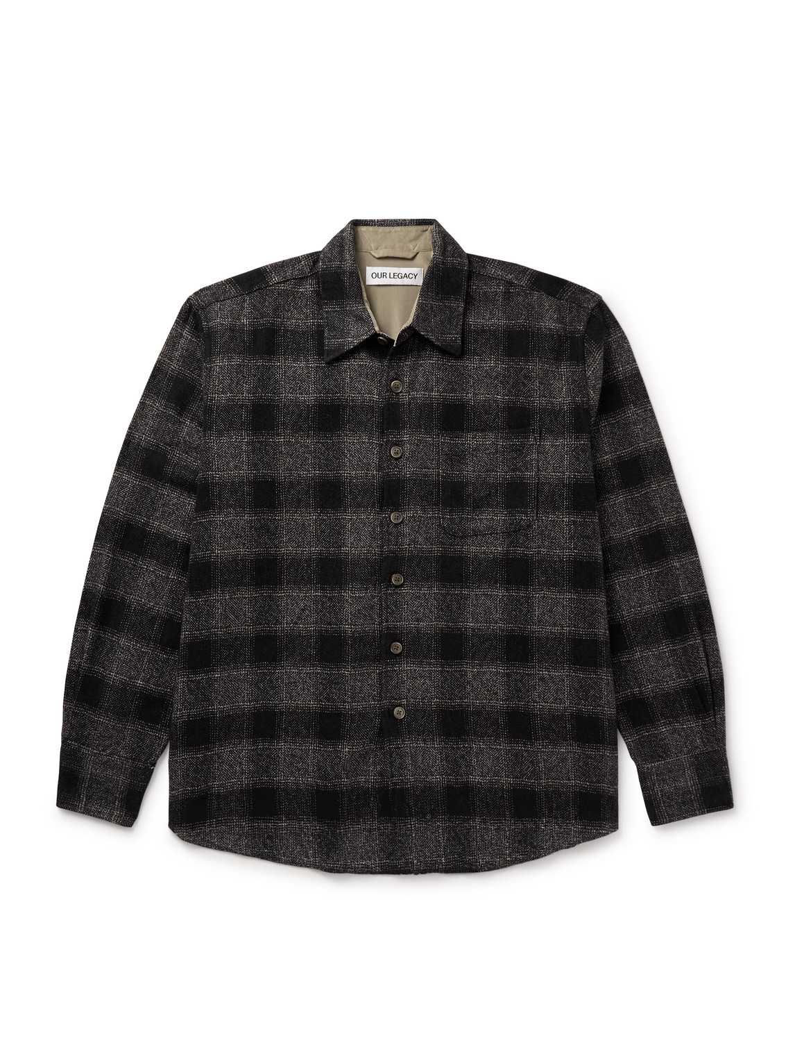 Our Legacy Long Sleeve Checked Shirt With Chest Pocket In Gray