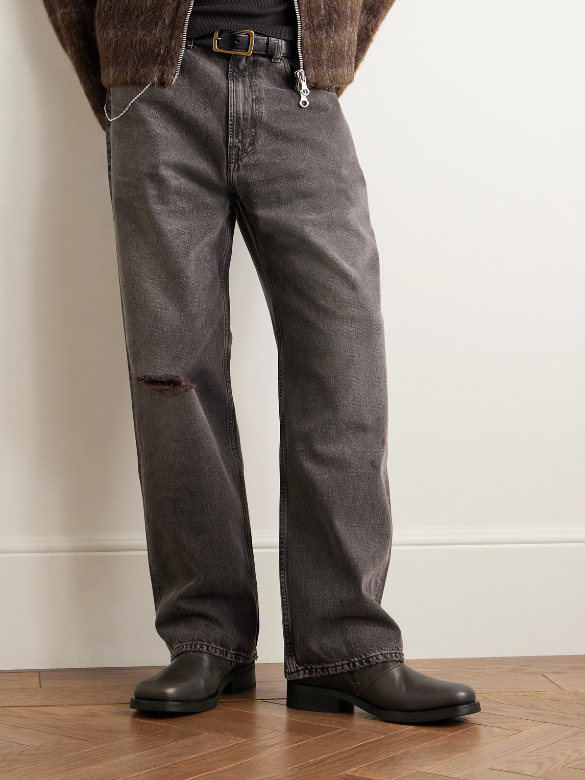 Our Legacy Camion Leather Boots In Gray