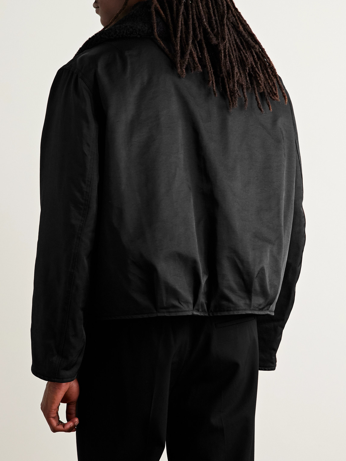 Our Legacy Ace Fleece-trimmed Cotton-blend Shell Jacket In Black
