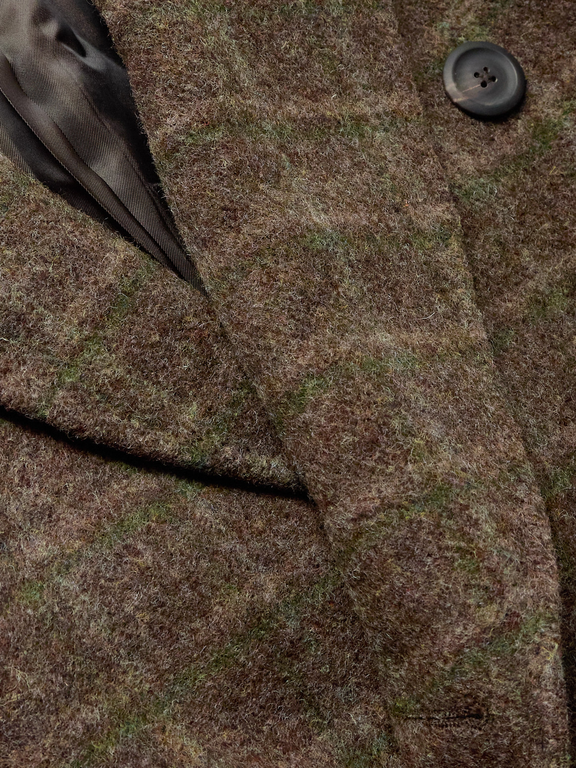 Our Legacy Double-breasted Checked Boiled-wool Coat In Brown