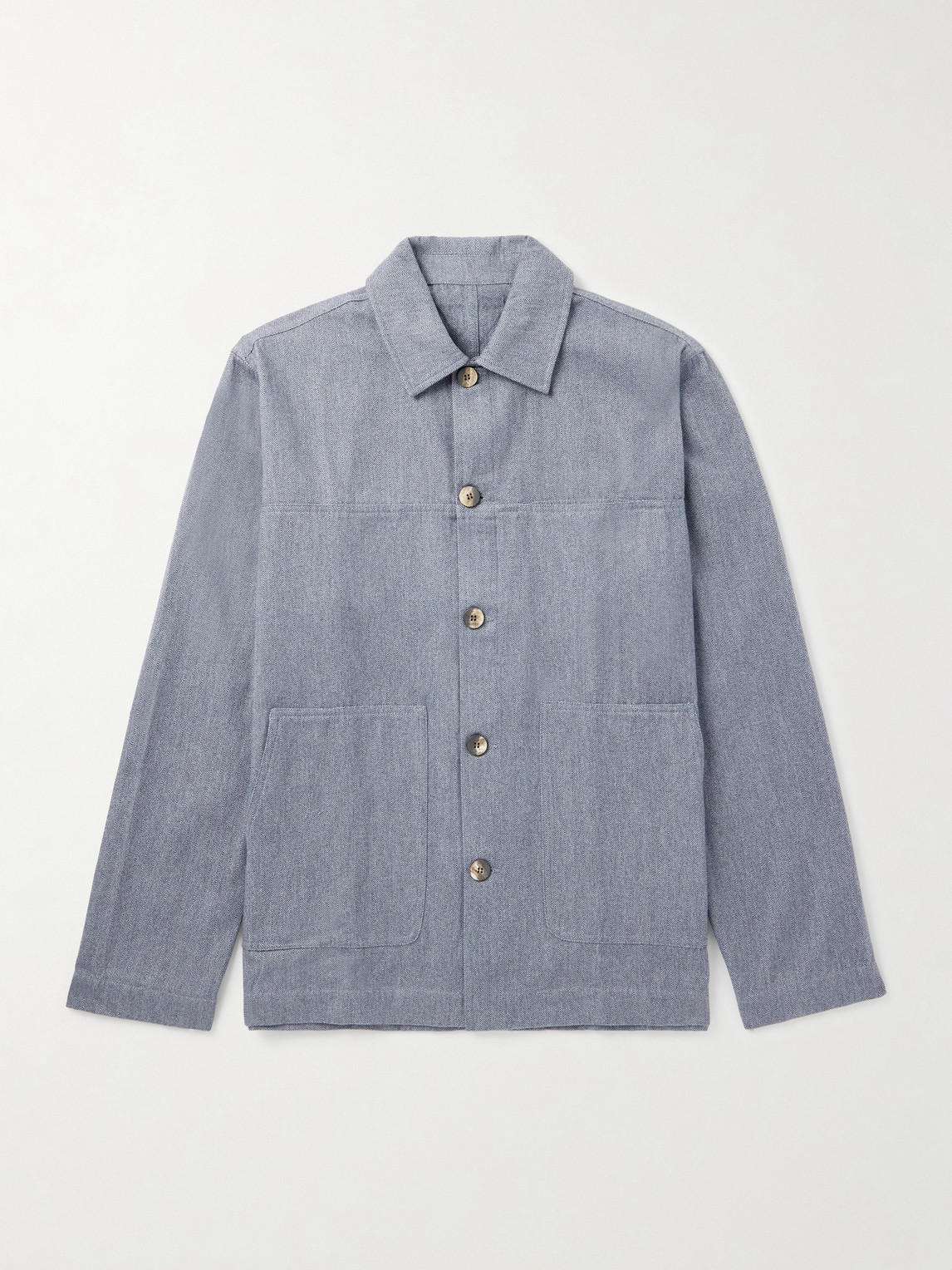 Frescobol Carioca Belford Herringbone Cotton And Cashmere-blend Jacket In Blue
