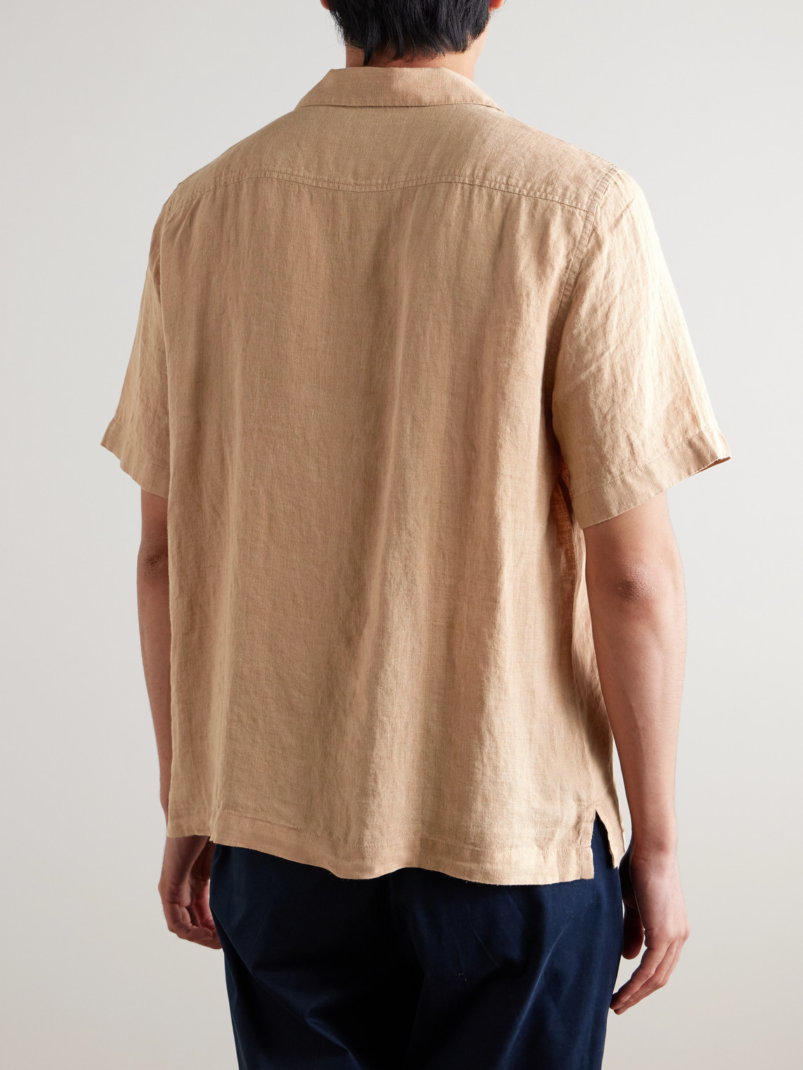 Frescobol Carioca Angelo Camp-collar Linen Shirt In Brown
