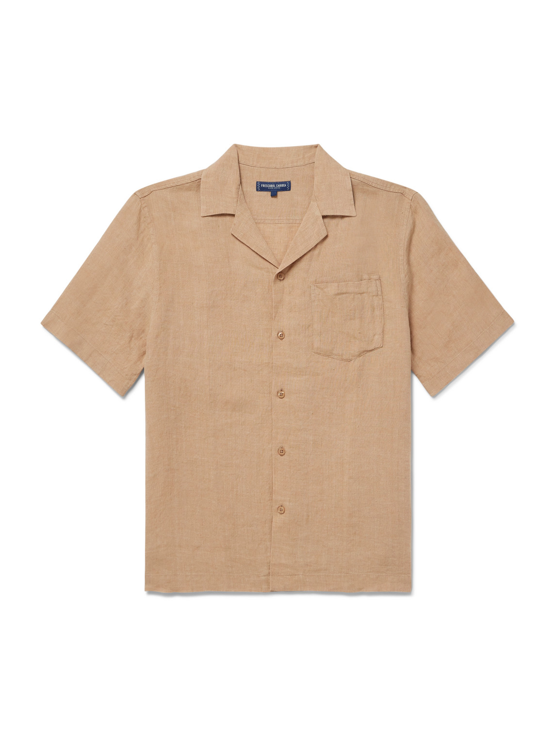 Frescobol Carioca Angelo Camp-collar Linen Shirt In Brown