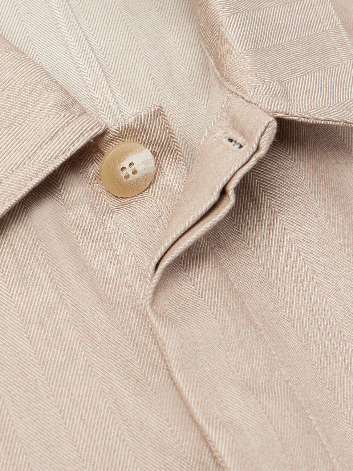 Frescobol Carioca Fonted Herringbone Cotton Overshirt In Neutral