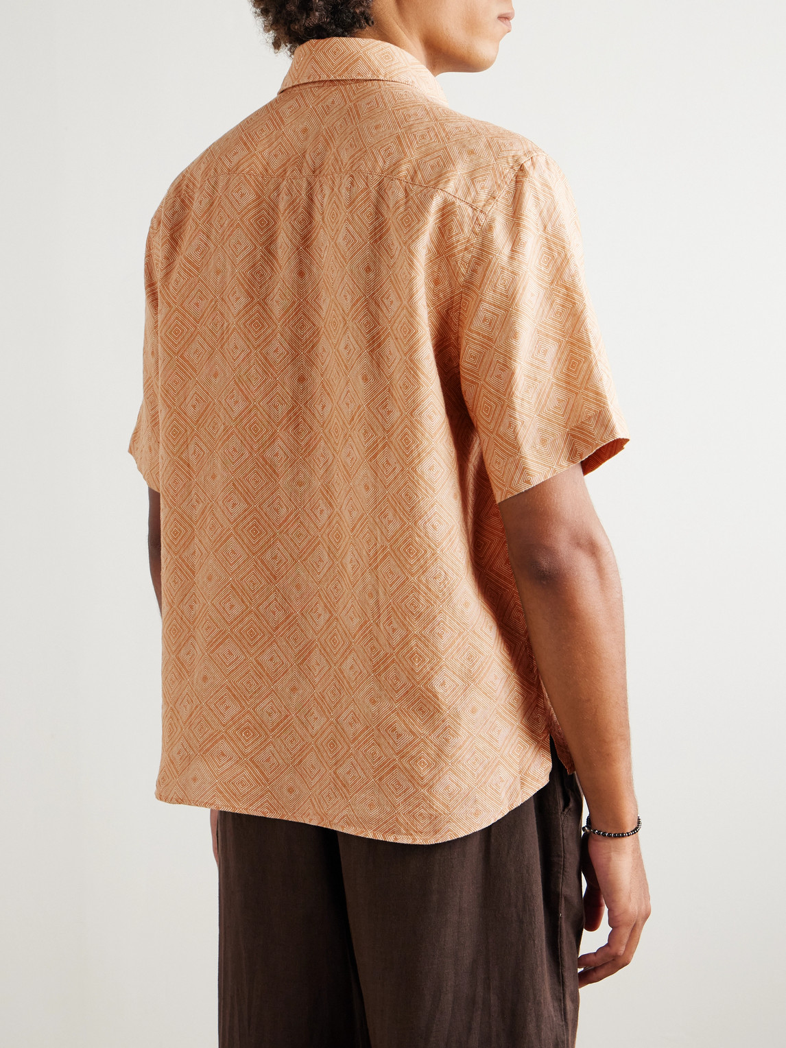 Frescobol Carioca Castro Printed Linen Shirt In Orange