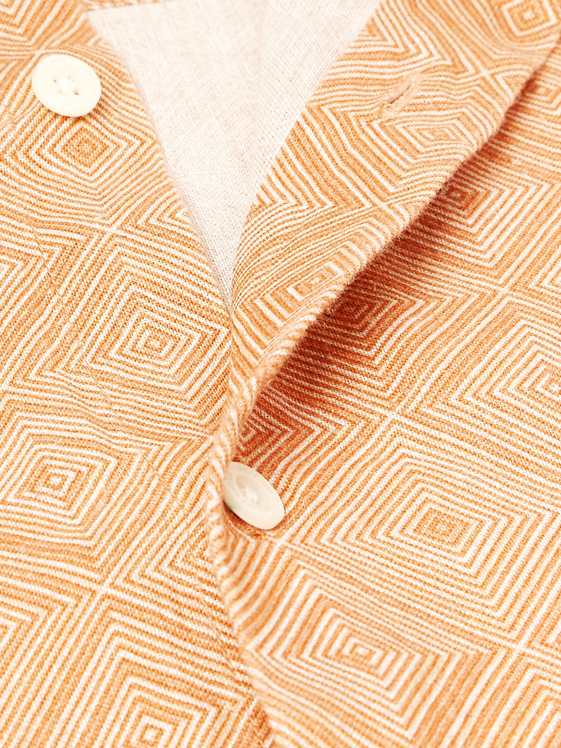 Frescobol Carioca Castro Printed Linen Shirt In Orange