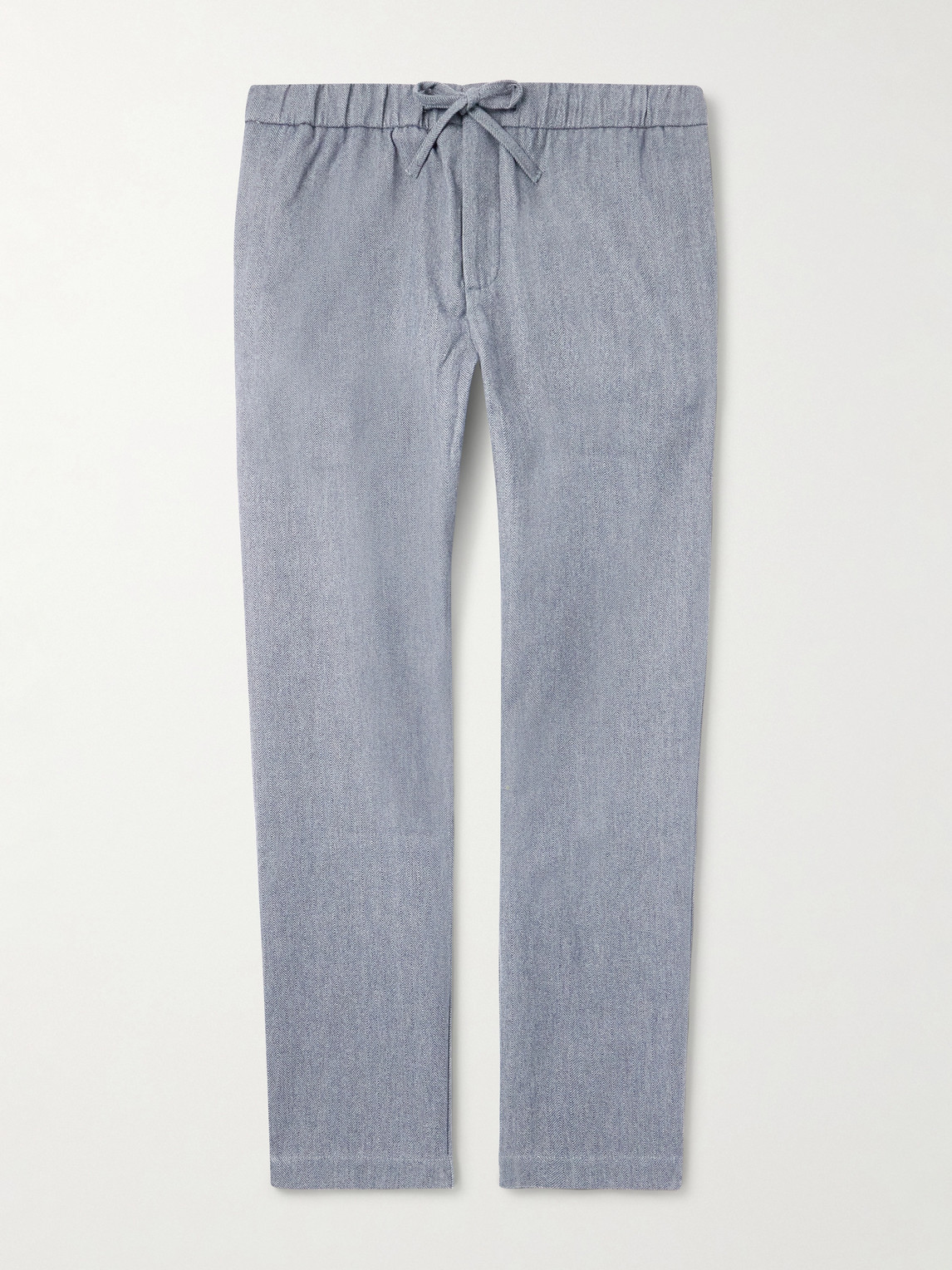 Frescobol Carioca Oscar Straight-Leg Herringbone Cotton and Cashmere-Blend Drawstring Trousers - Men