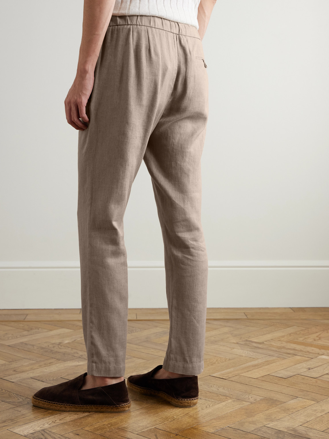 Frescobol Carioca Oscar Straight-leg Linen And Cotton-blend Drawstring Trousers In Animal Print