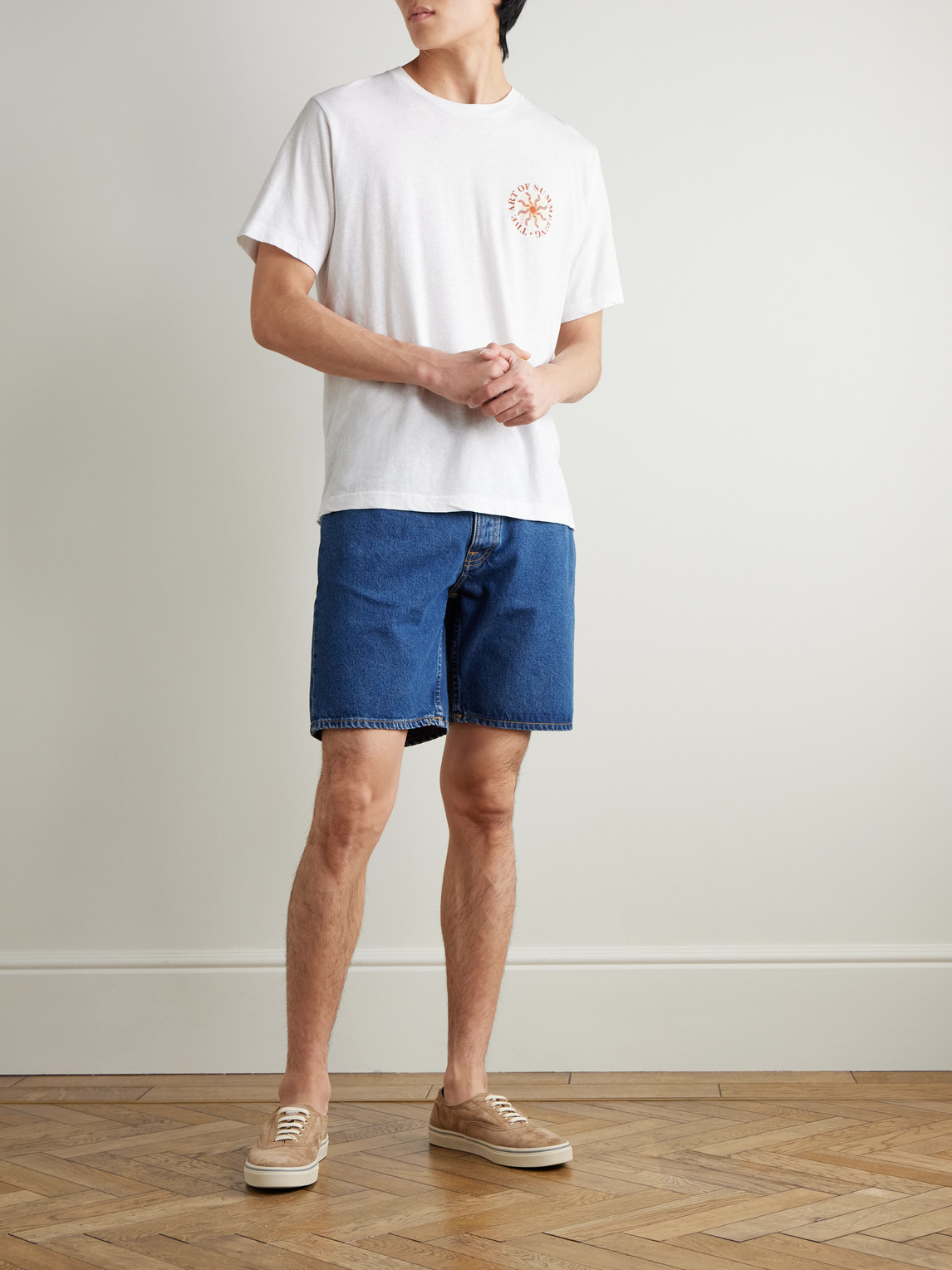 Frescobol Carioca Dinis Clube De Praia Printed Cotton And Linen-blend Jersey T-shirt In Multi