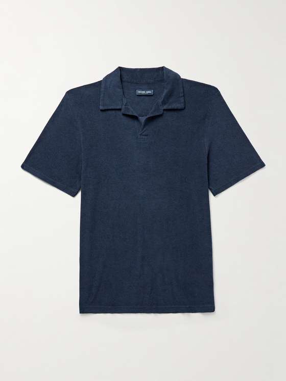 Frescobolcarioca Faustino Camp-Collar Cotton, Lyocell and Linen-Blend Terry Polo Shirt