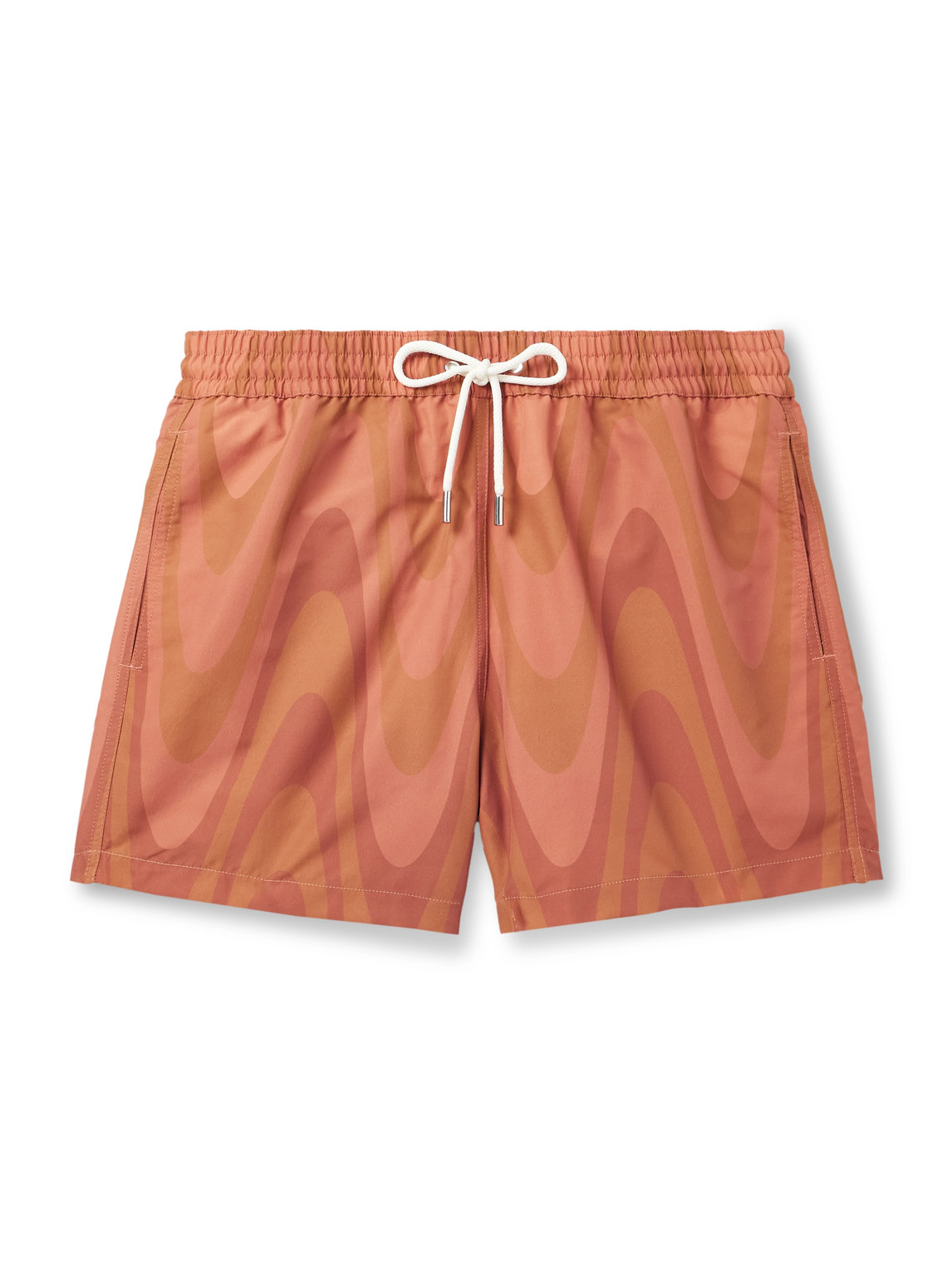 Frescobol Carioca Rio Straight-leg Mid-length Printed Recycled Swim Shorts In Orange
