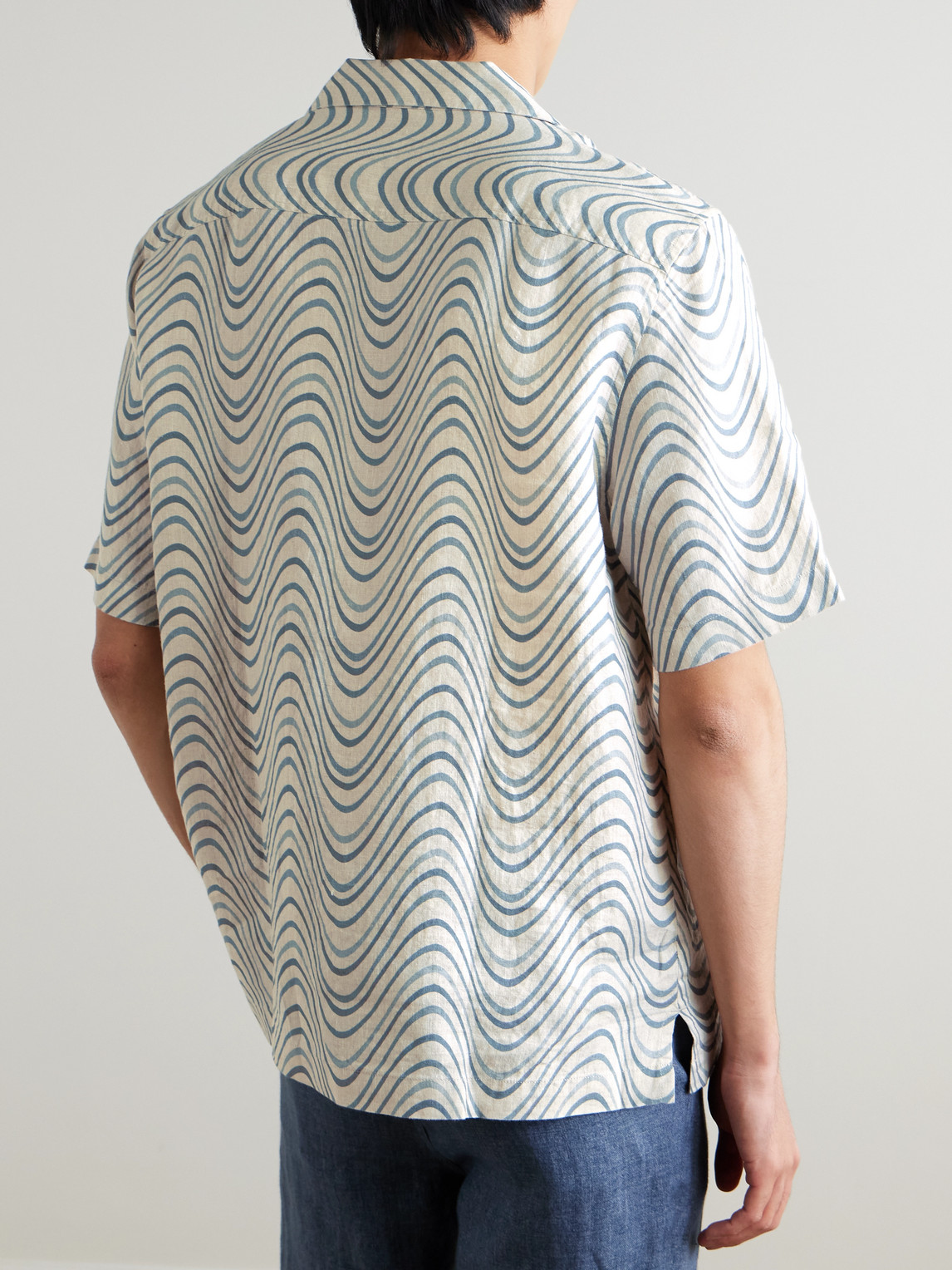 Frescobol Carioca Roberto Camp-collar Printed Linen Shirt In Yellow