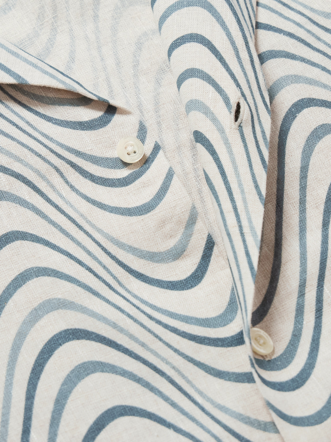 Frescobol Carioca Roberto Camp-collar Printed Linen Shirt In Yellow