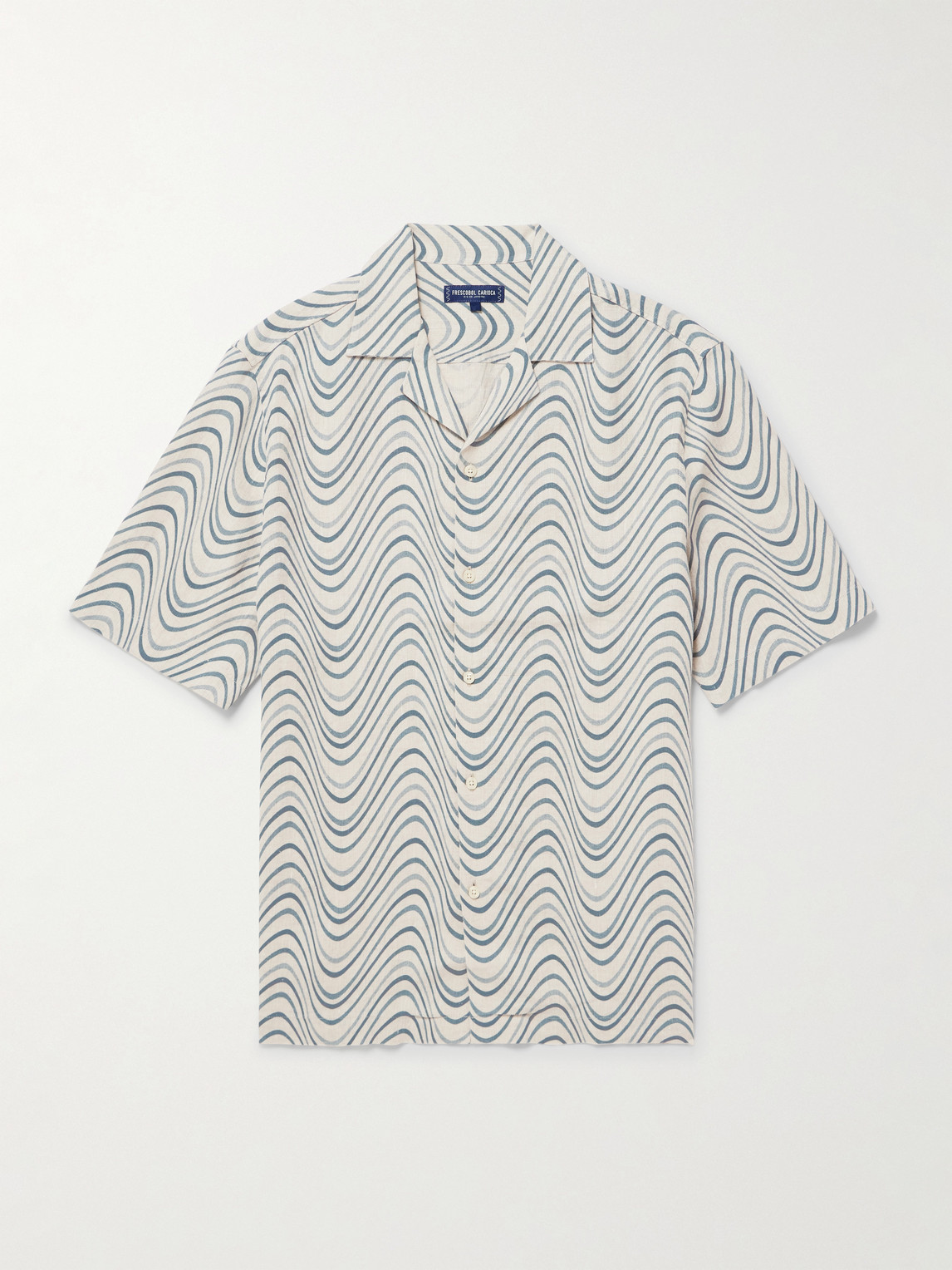 Frescobol Carioca Roberto Camp-Collar Printed Linen hirt - Men