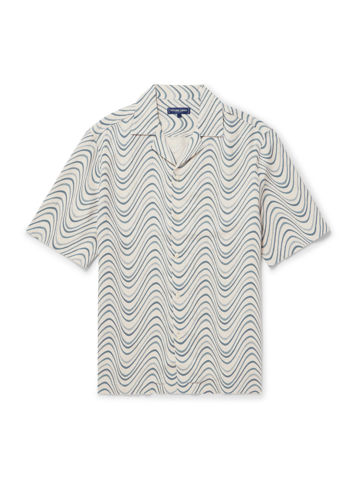 Frescobol Carioca Roberto Camp-collar Printed Linen Shirt In Yellow